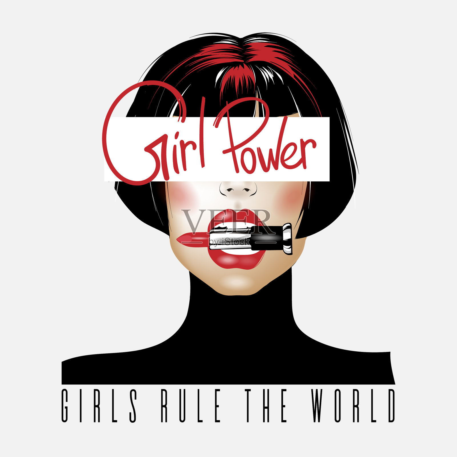 女孩力量手绘女孩插画图片素材