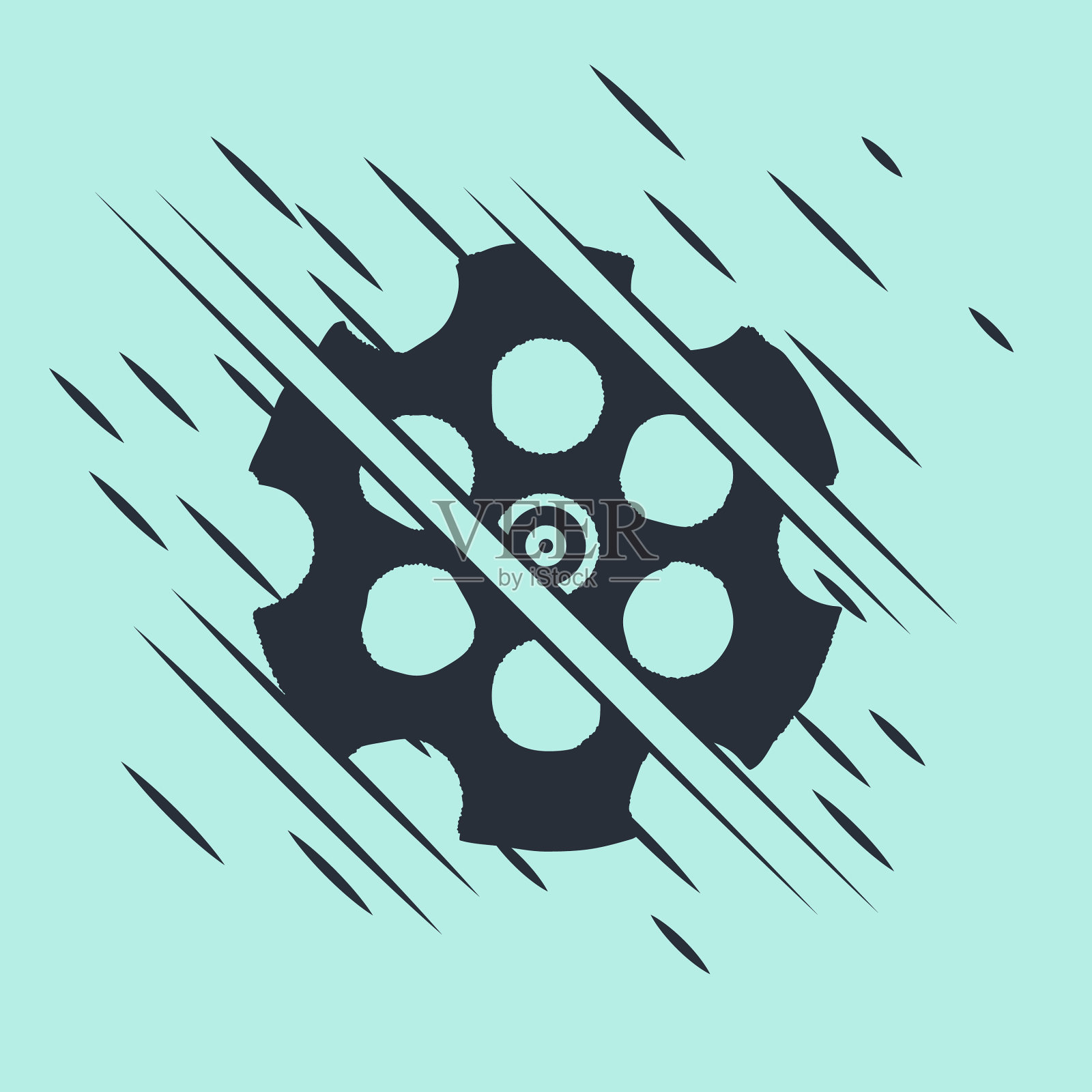 黑色左轮手枪圆筒图标隔离在绿色上插画图片素材