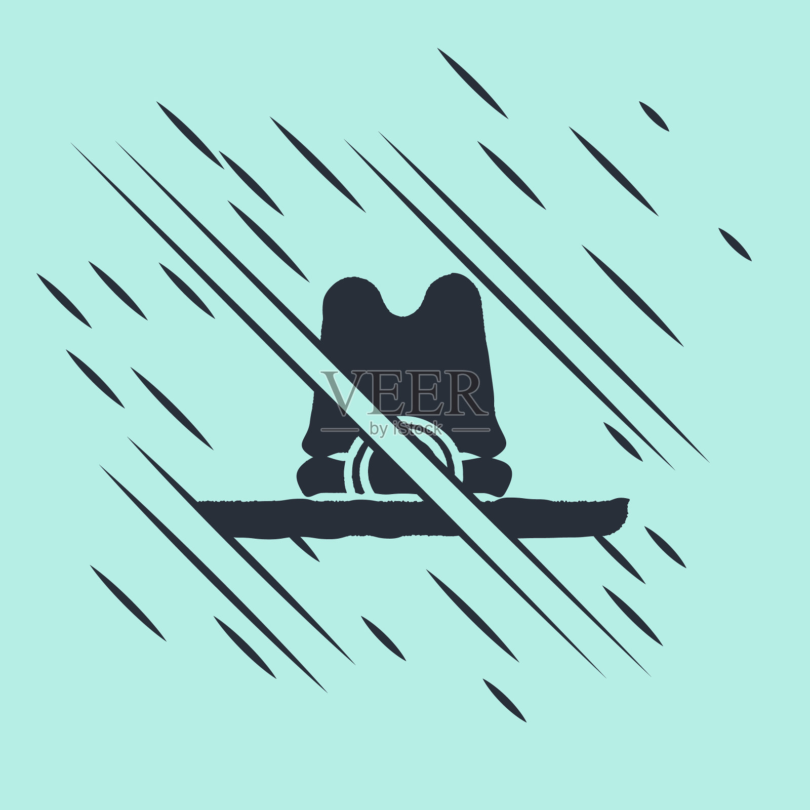 黑色西部牛仔帽图标孤立在绿色插画图片素材