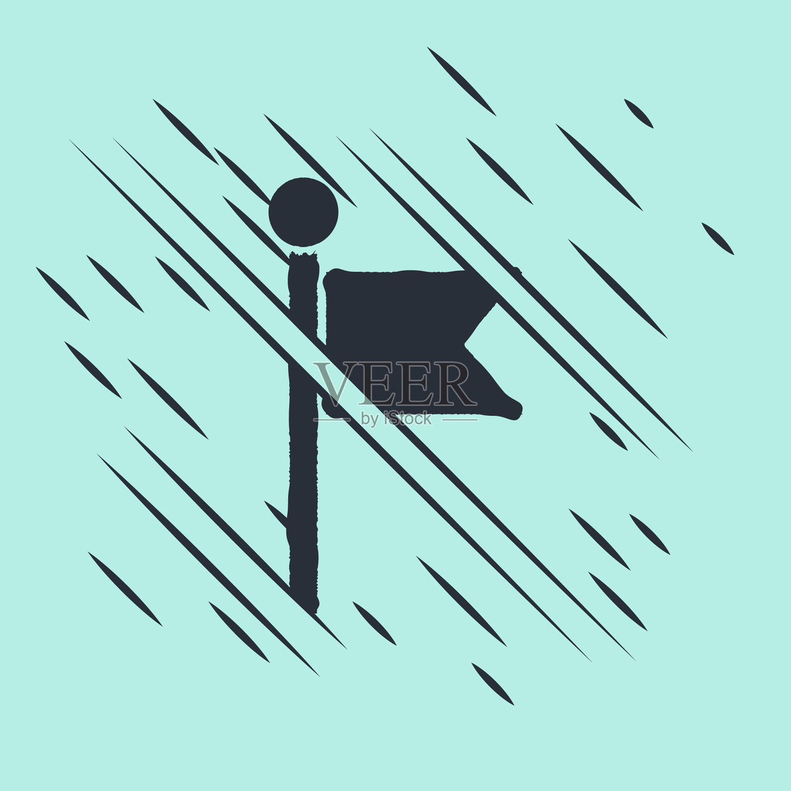 黑色旗帜图标孤立在绿色背景插画图片素材