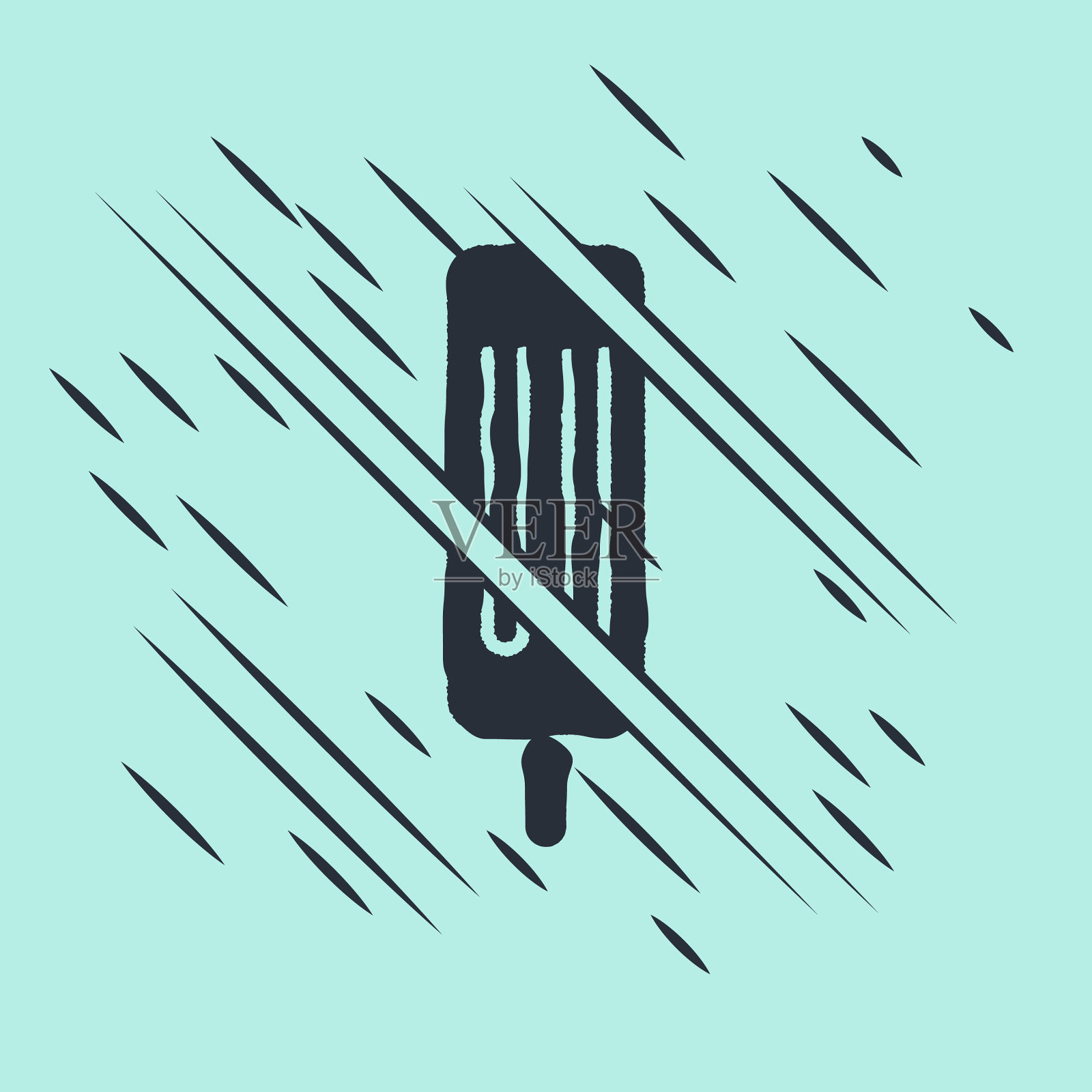 黑色冰淇淋图标孤立在绿色背景插画图片素材