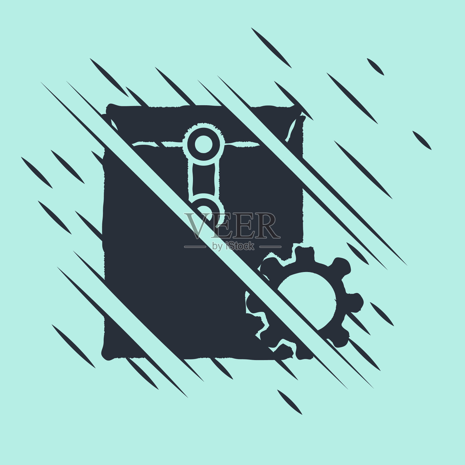 黑色信封设置图标隔离在绿色图标素材