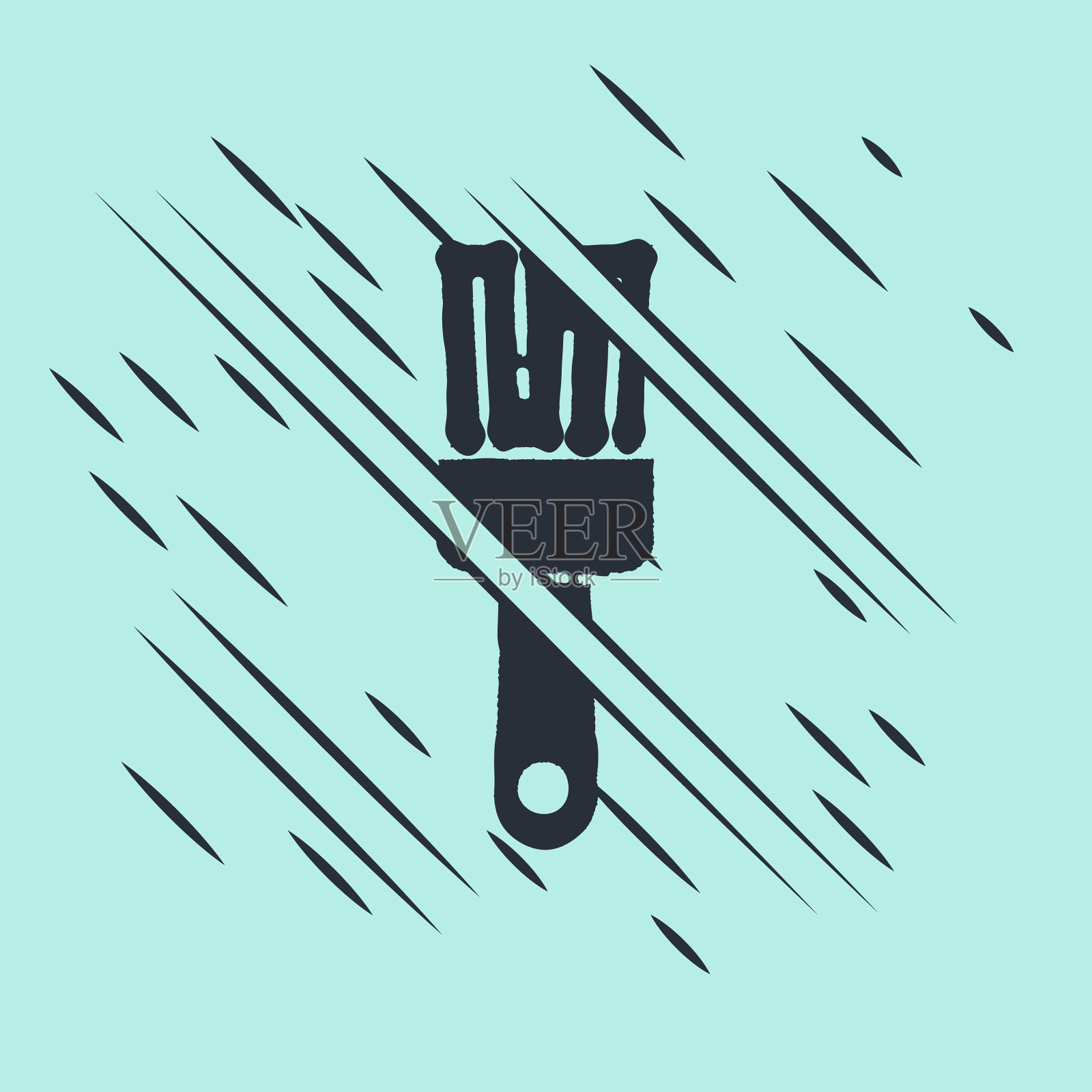 黑色油漆刷图标隔离在绿色上插画图片素材