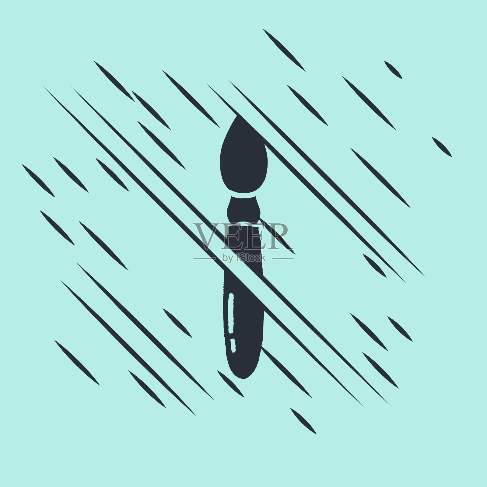 黑色油漆刷图标隔离在绿色上插画图片素材