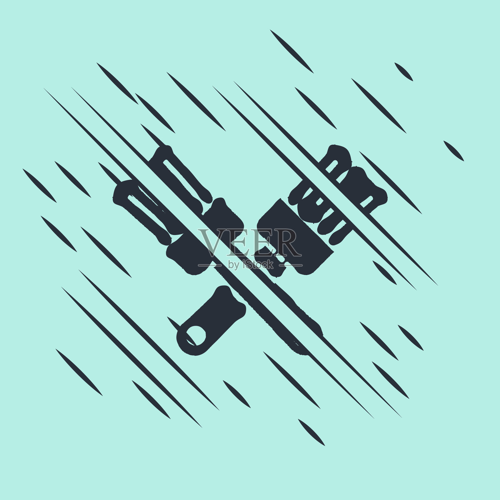 黑色交叉油漆刷图标隔离在绿色插画图片素材