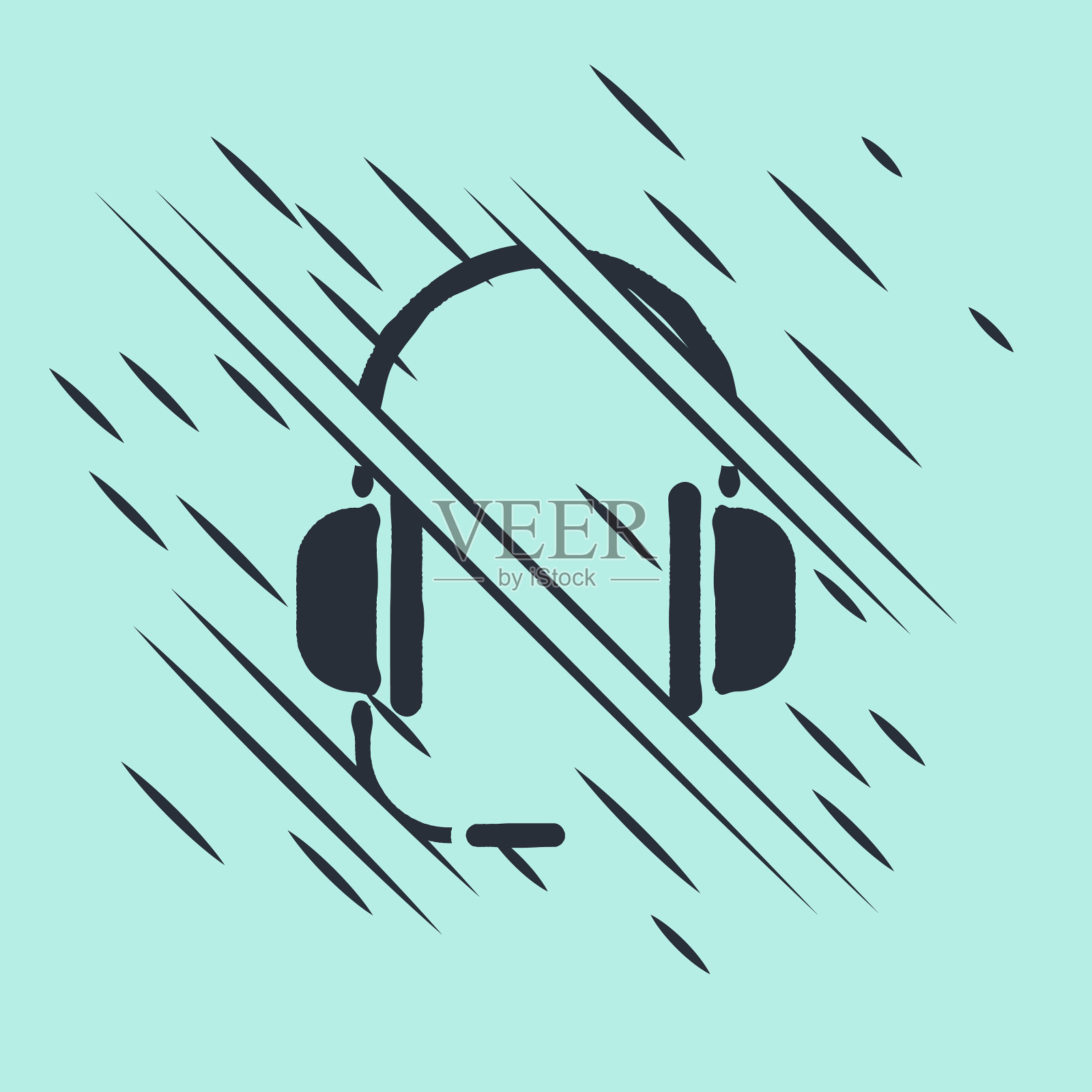 黑色耳机麦克风图标隔离插画图片素材