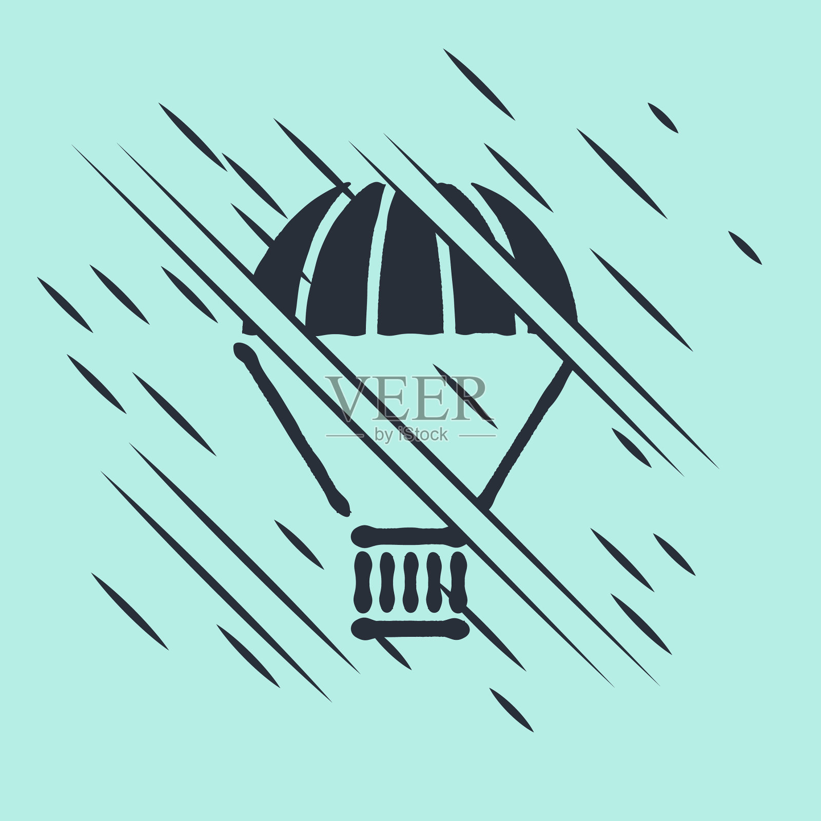 黑匣子在降落伞上飞行，图标孤立插画图片素材