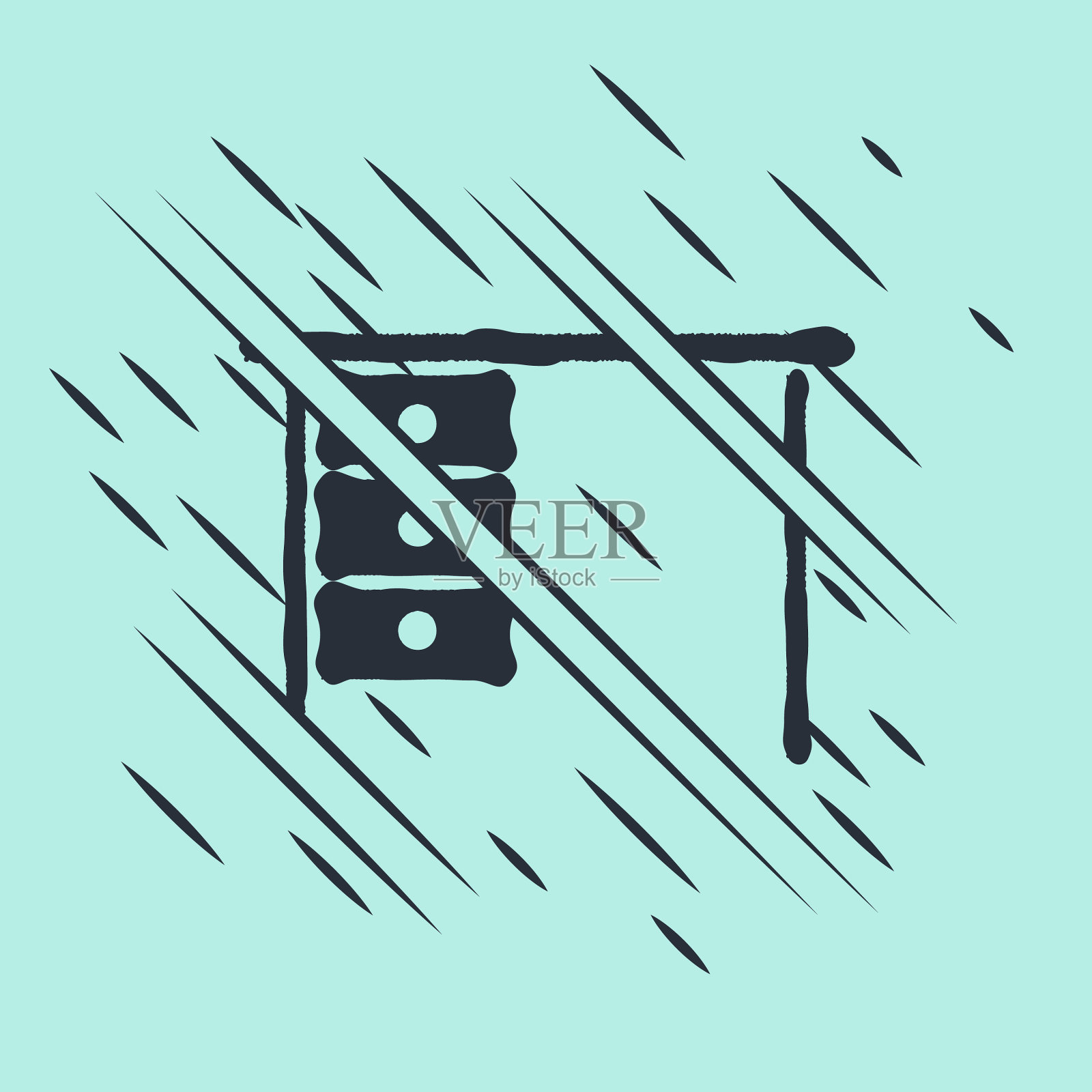 黑色办公桌图标隔离在绿色插画图片素材