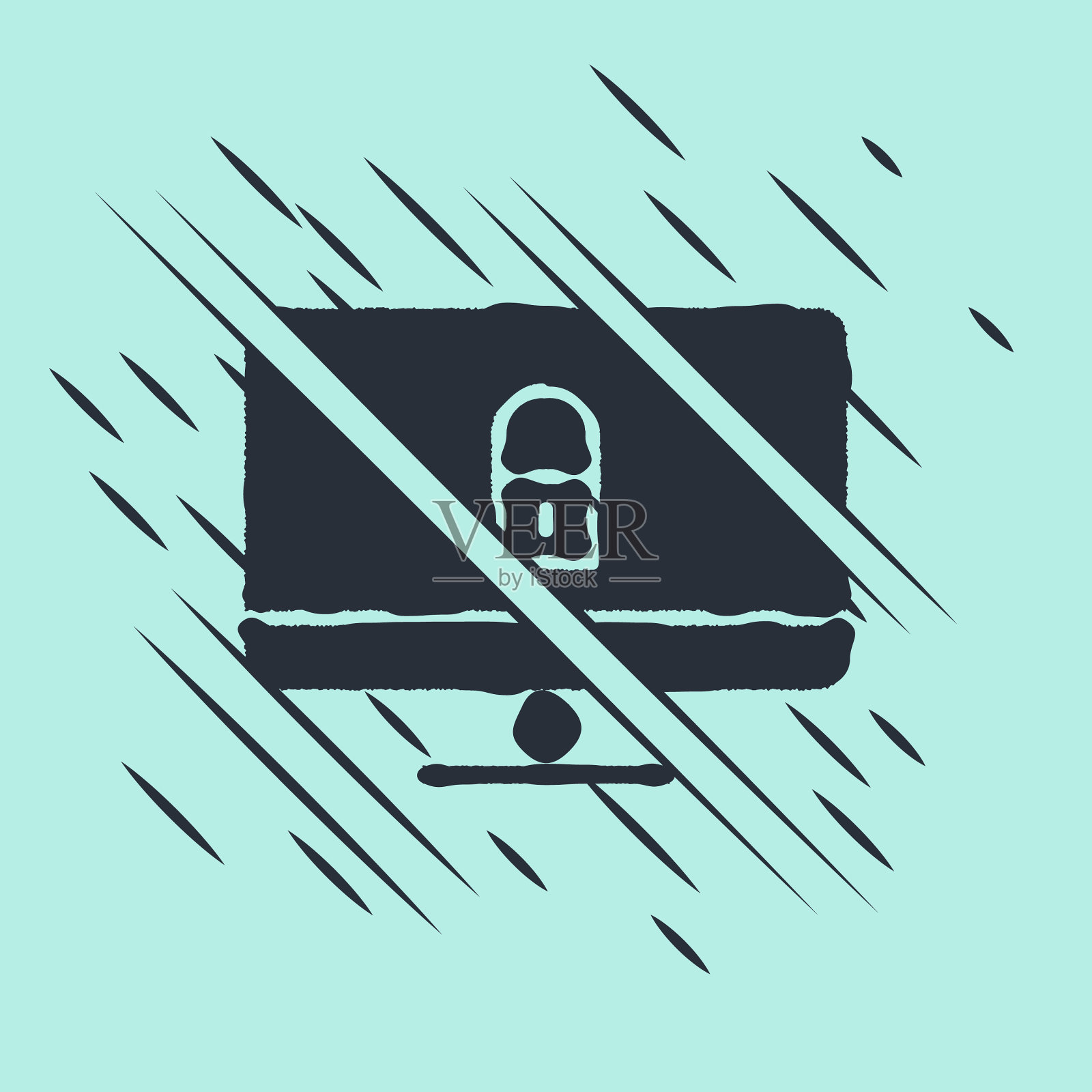 黑锁电脑显示器屏幕上的图标图标素材