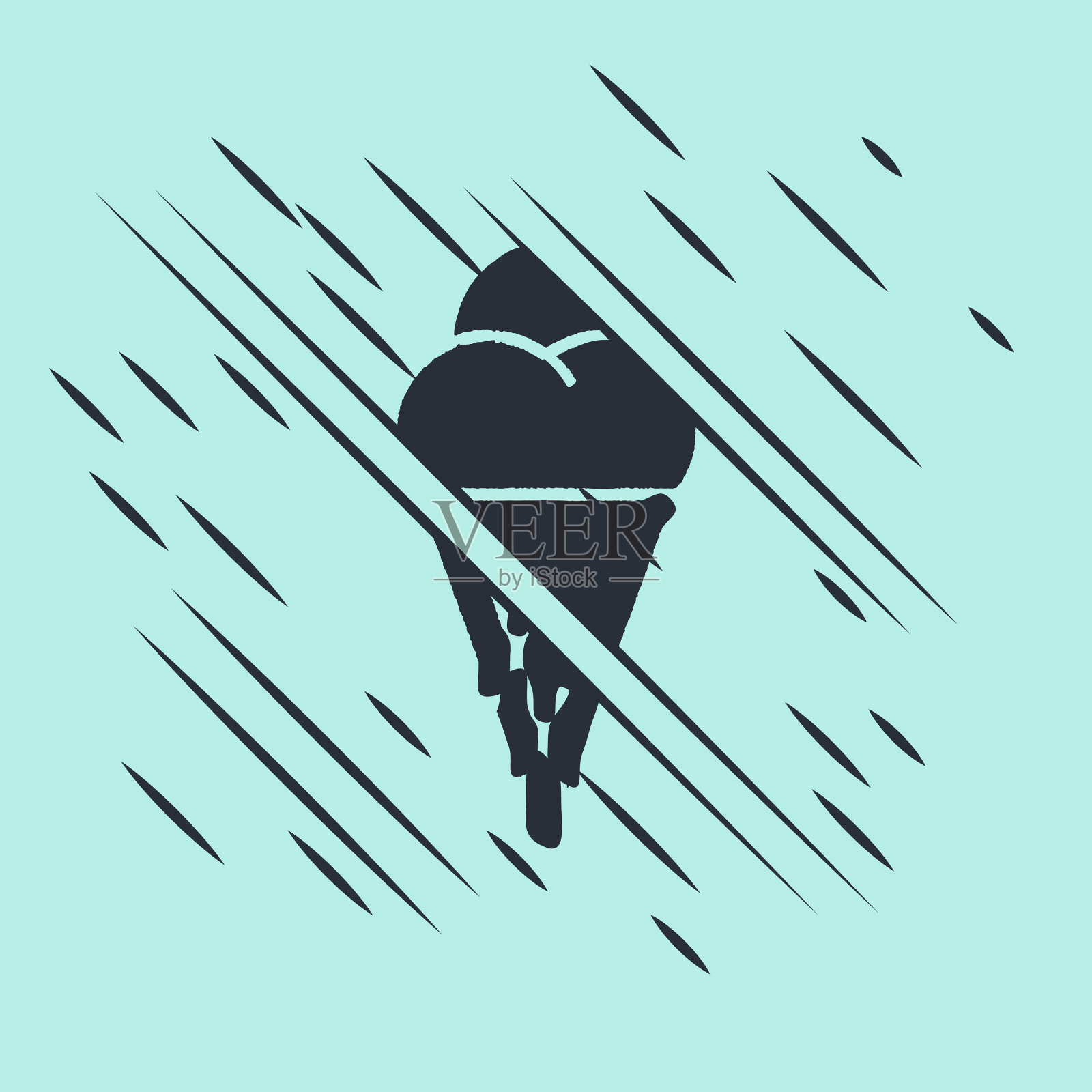 黑冰淇淋在华夫蛋筒图标孤立插画图片素材