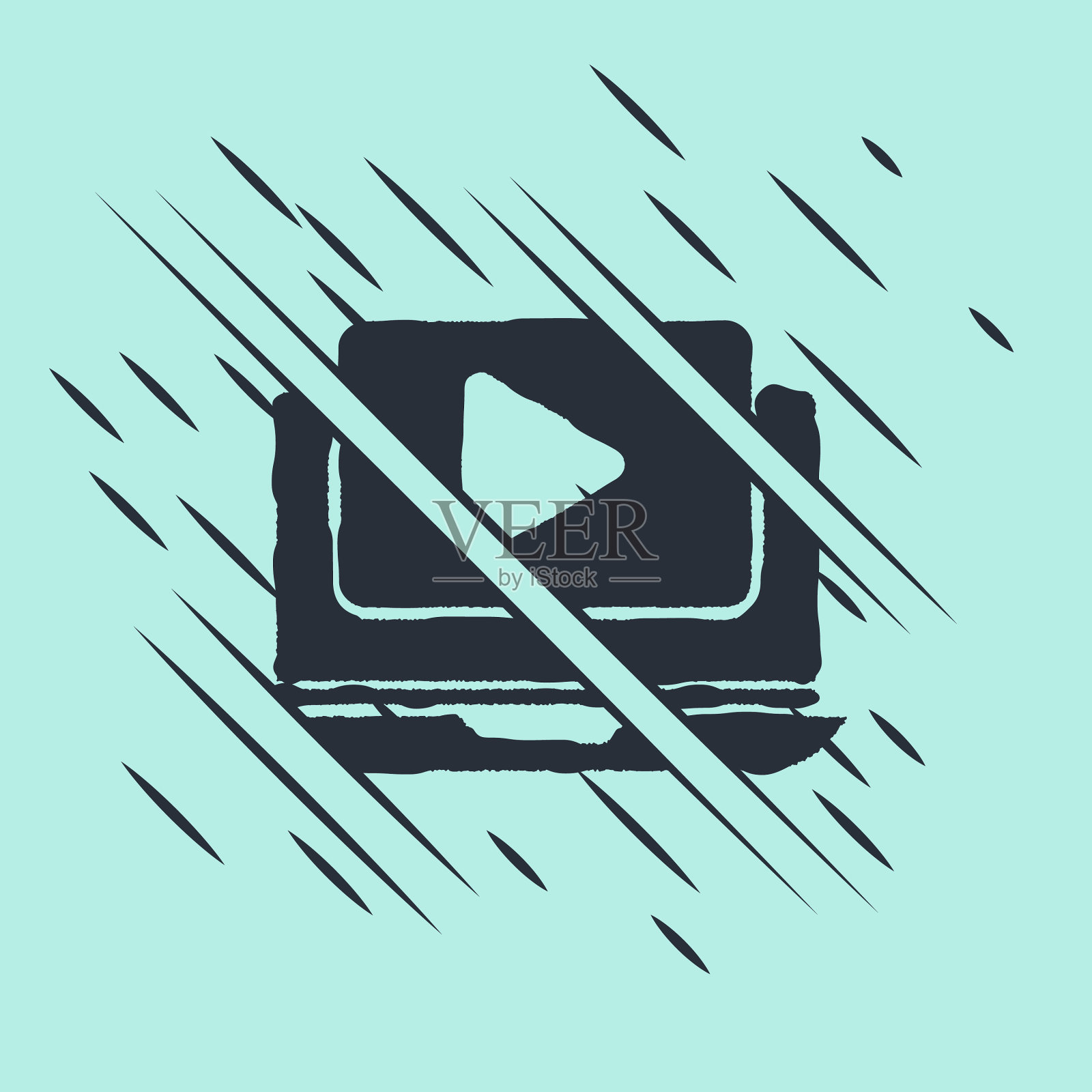 黑色在线播放视频图标孤立在绿色上插画图片素材