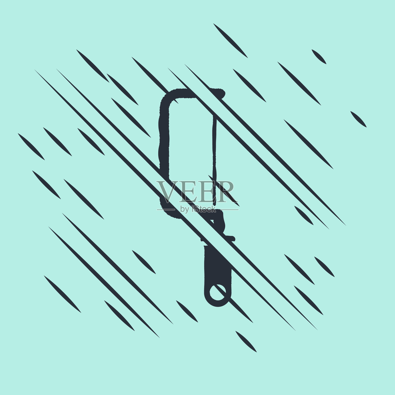 黑色钢锯图标孤立在绿色背景上插画图片素材