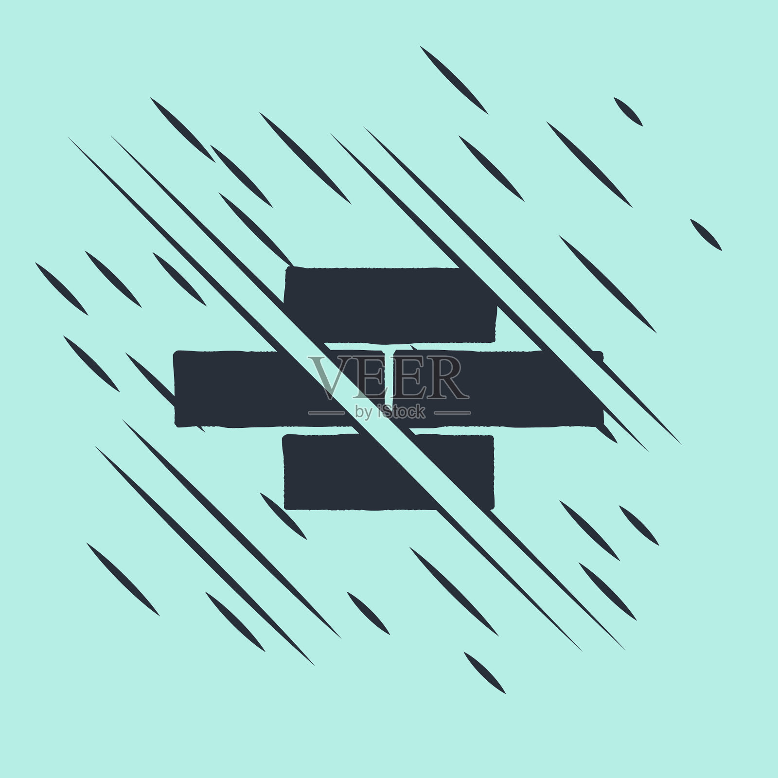 黑色砖块图标孤立在绿色背景上插画图片素材