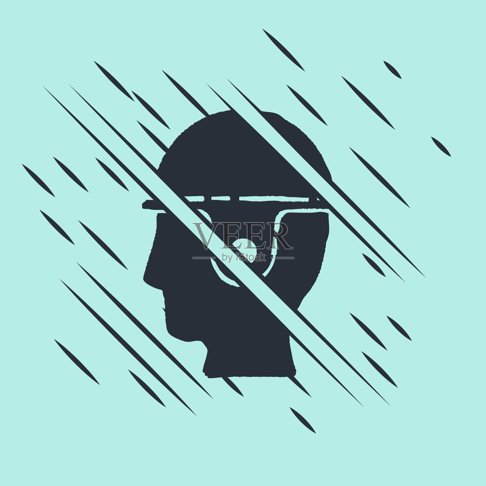 黑色工人安全帽图标隔离在绿色上插画图片素材