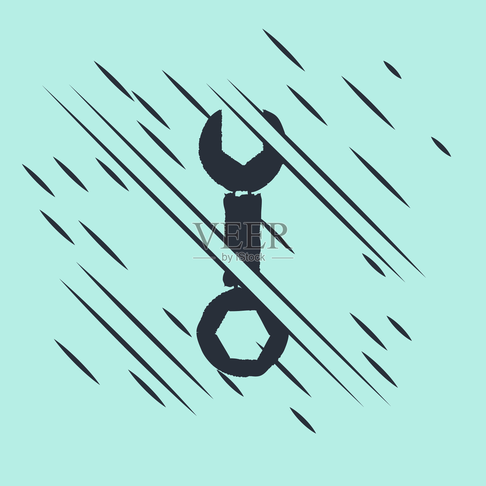 黑色扳手图标隔离在绿色上插画图片素材