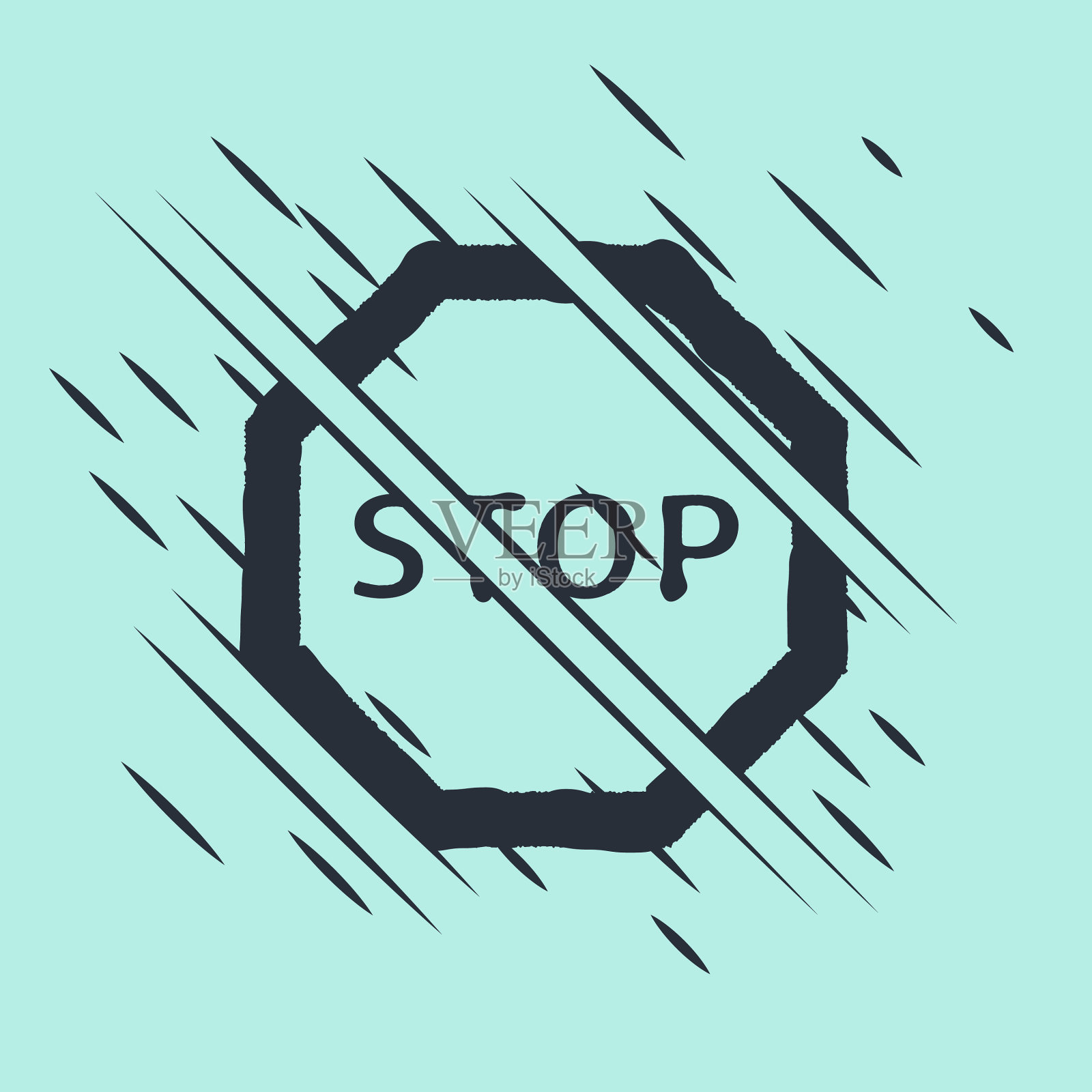 黑色停止标志图标孤立在绿色背景插画图片素材