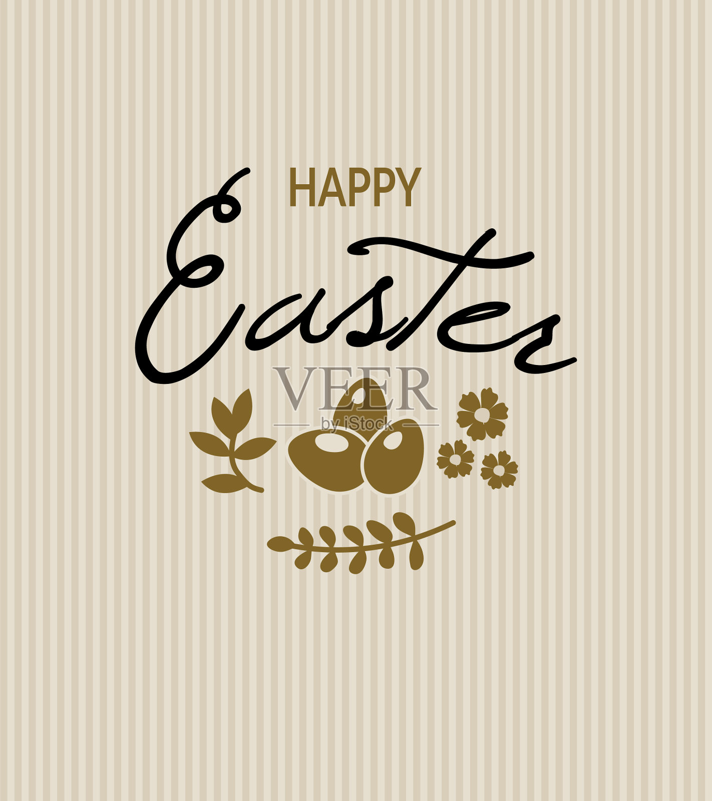 复活节贺卡设计与黑色字母插画图片素材