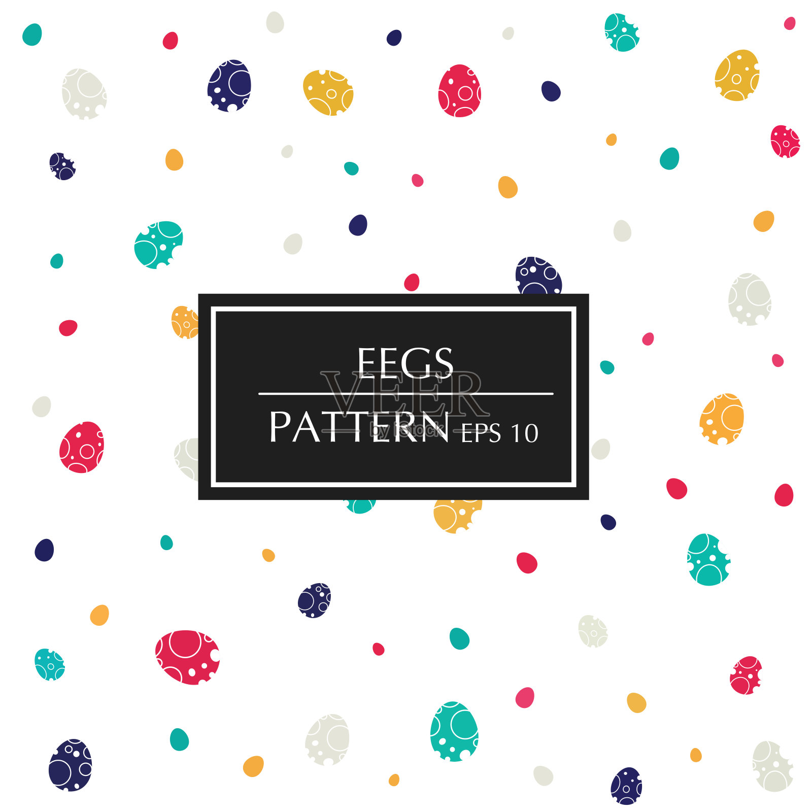 复活节彩蛋图案的白色背景。设计元素,模板。插画图片素材