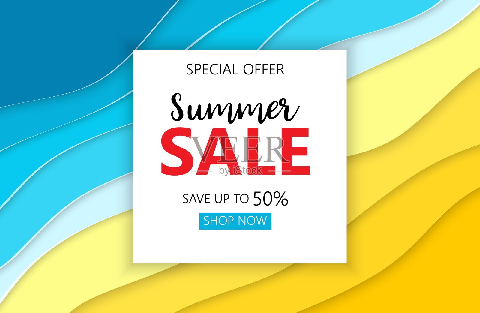 抽象蓝色的大海和海滩插画图片素材