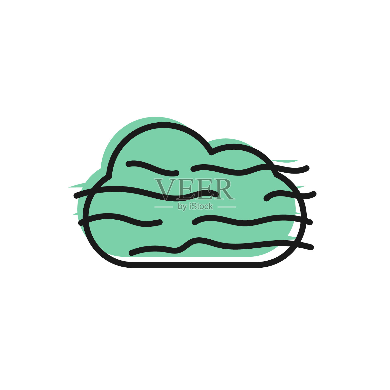 黑线雾和云图标孤立在白色背景上。矢量图插画图片素材