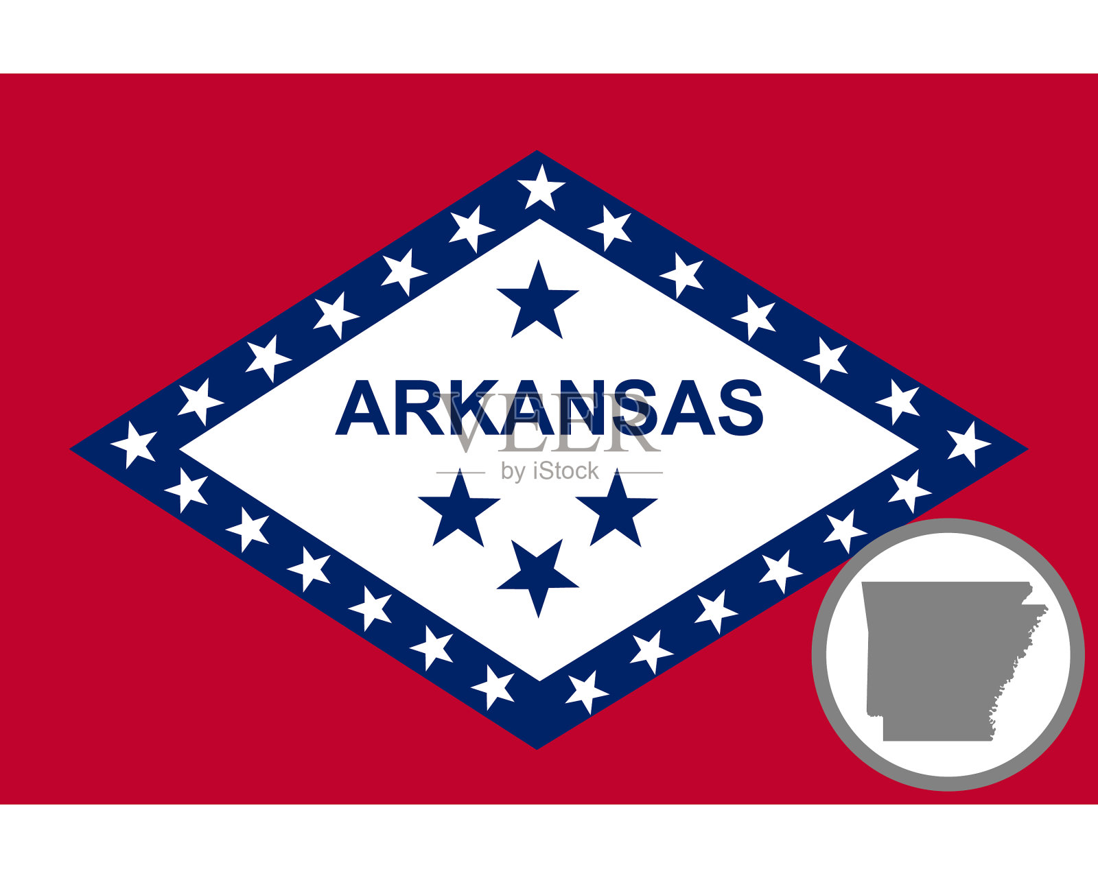 旗帜和阿肯色州地图插画图片素材