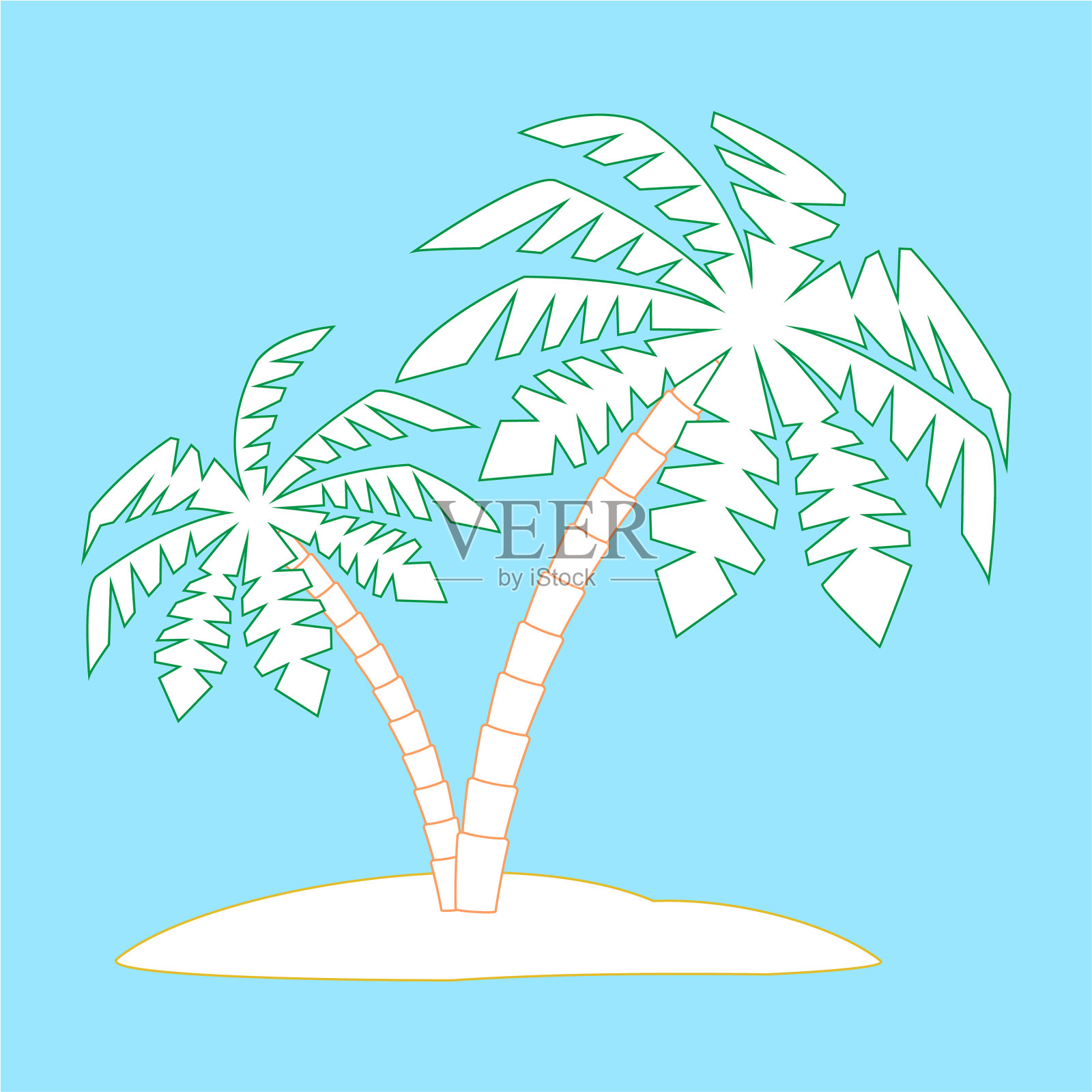 这些剪影和图像是棕榈树插画图片素材