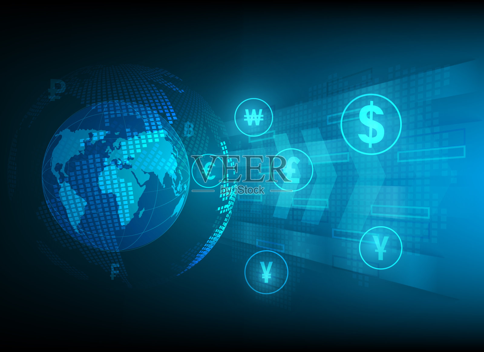 货币转账和全球符号插画图片素材