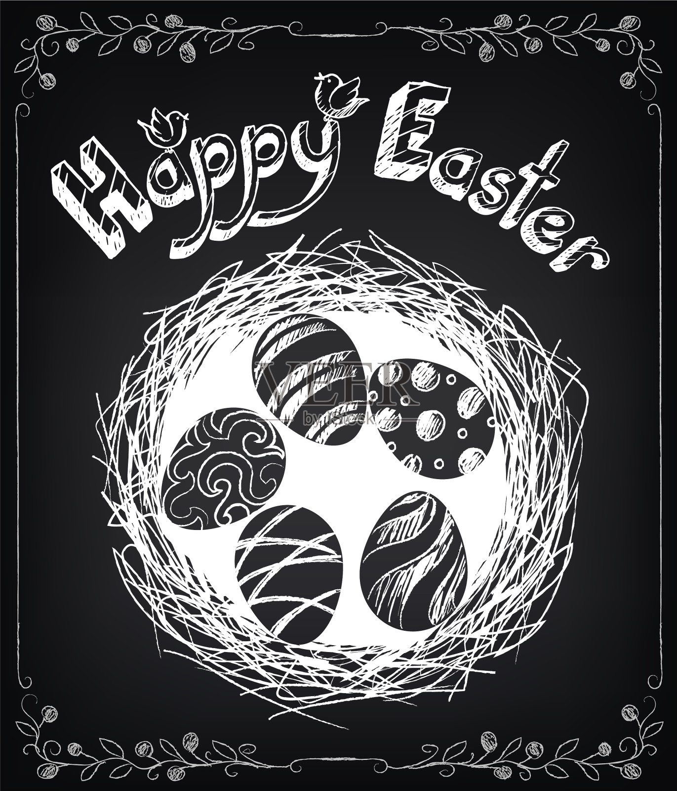复活节快乐复古设计背景插画图片素材