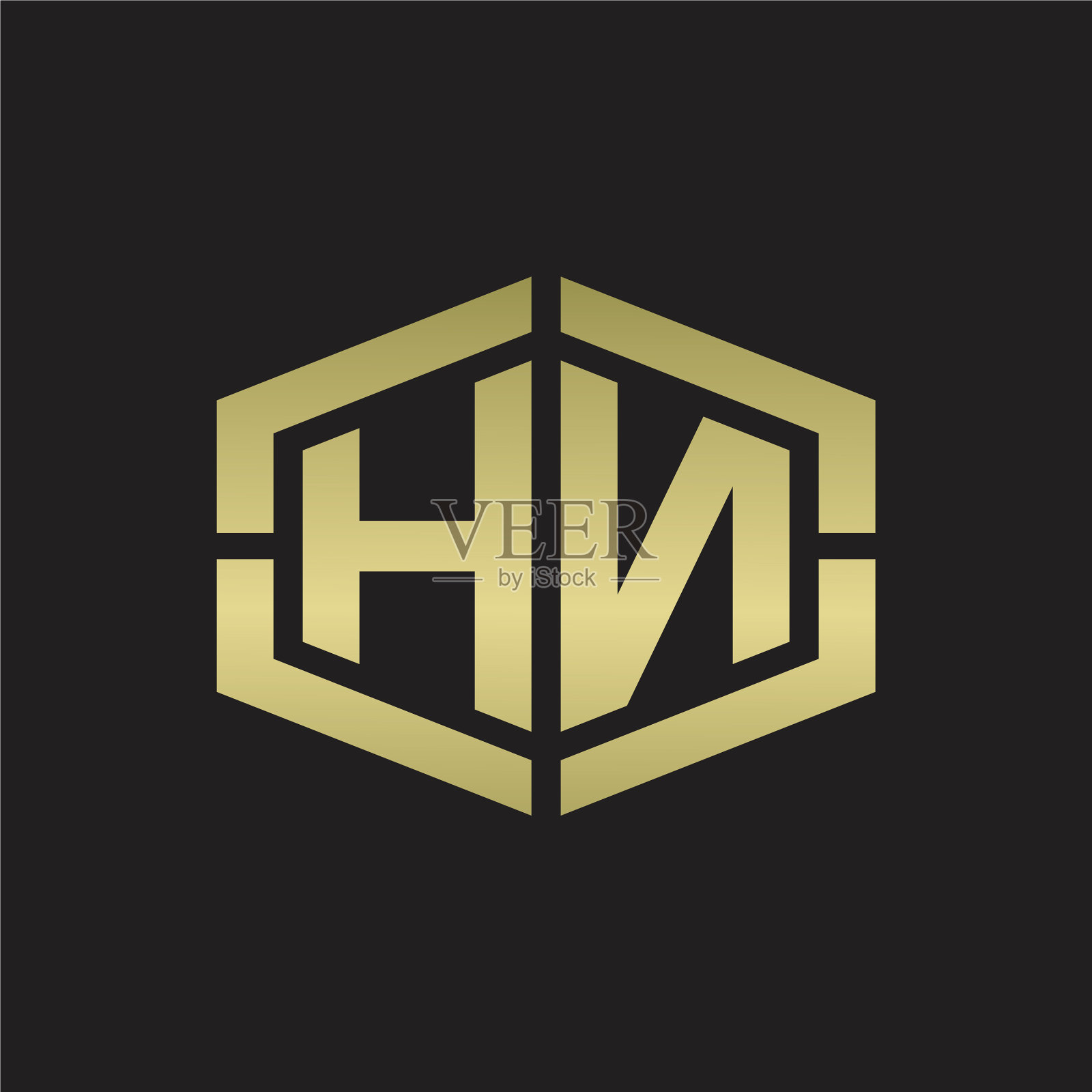 Hn标志与六边形的形状和piece插画图片素材