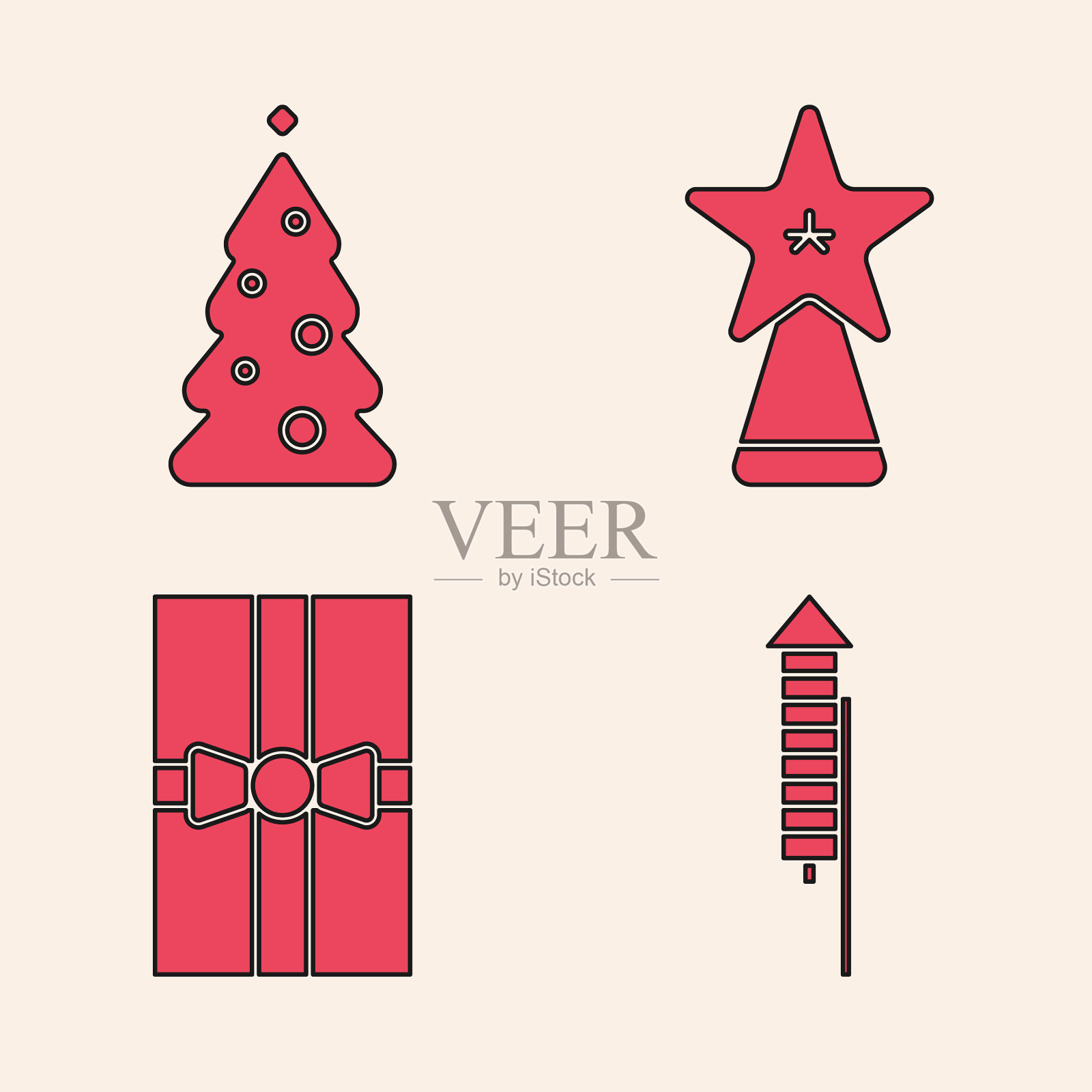 用烟花火箭放圣诞树图标素材