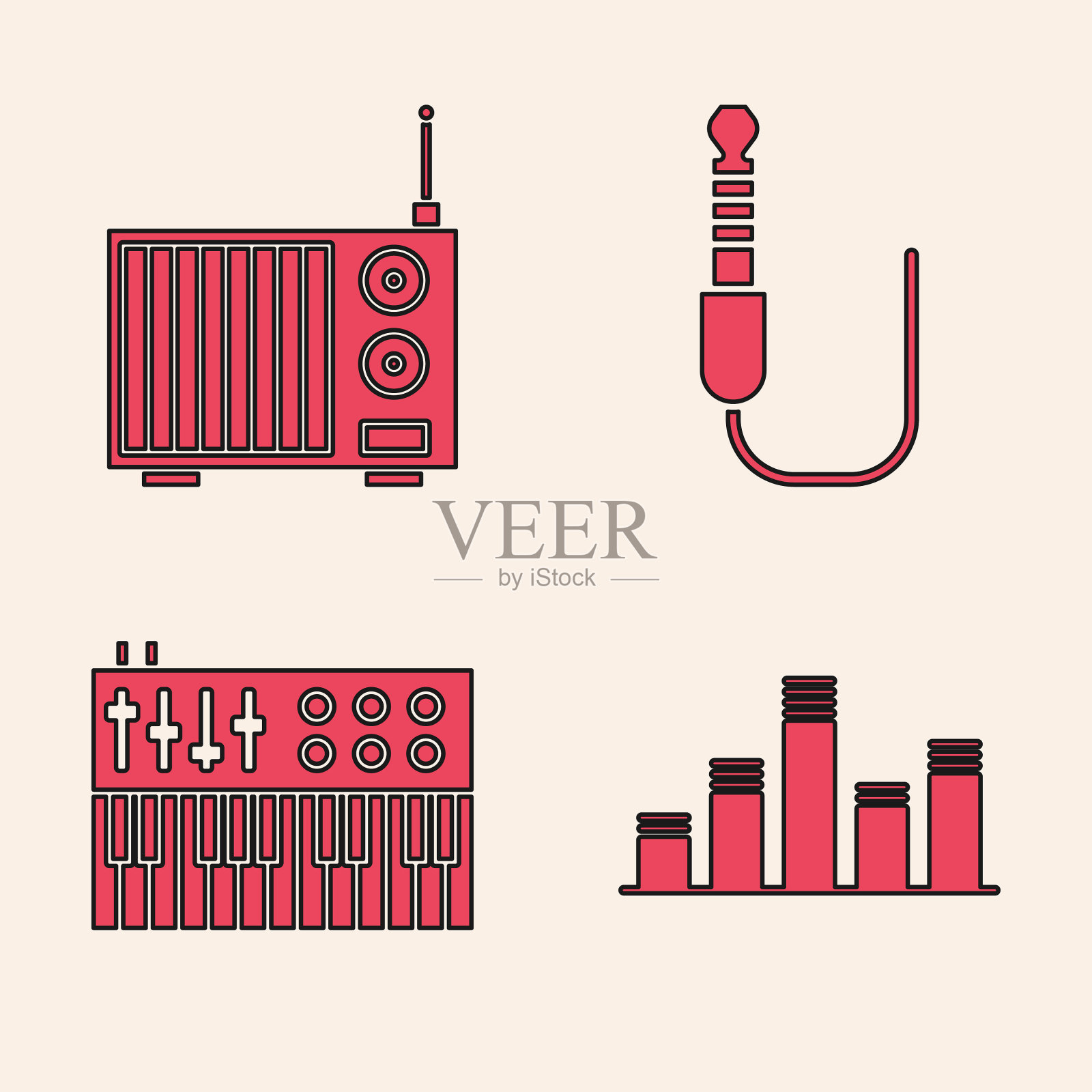 设置音乐均衡器收音机与天线音频图标素材