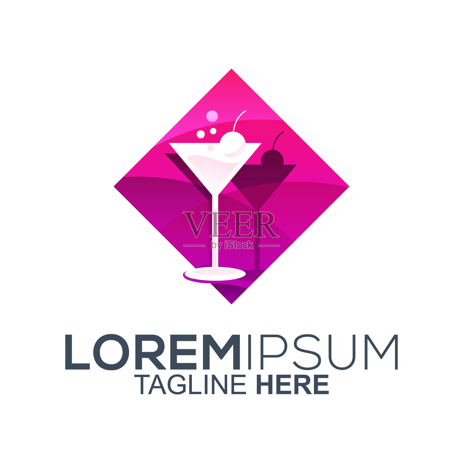 鸡尾酒咖啡吧标识设计插画图片素材