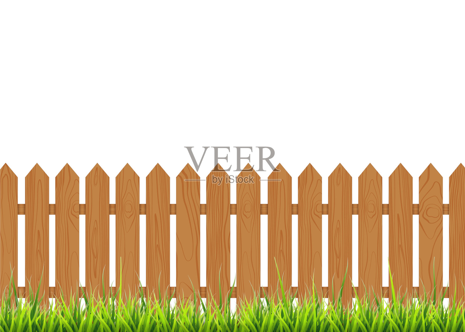 带草的木栅栏插画图片素材