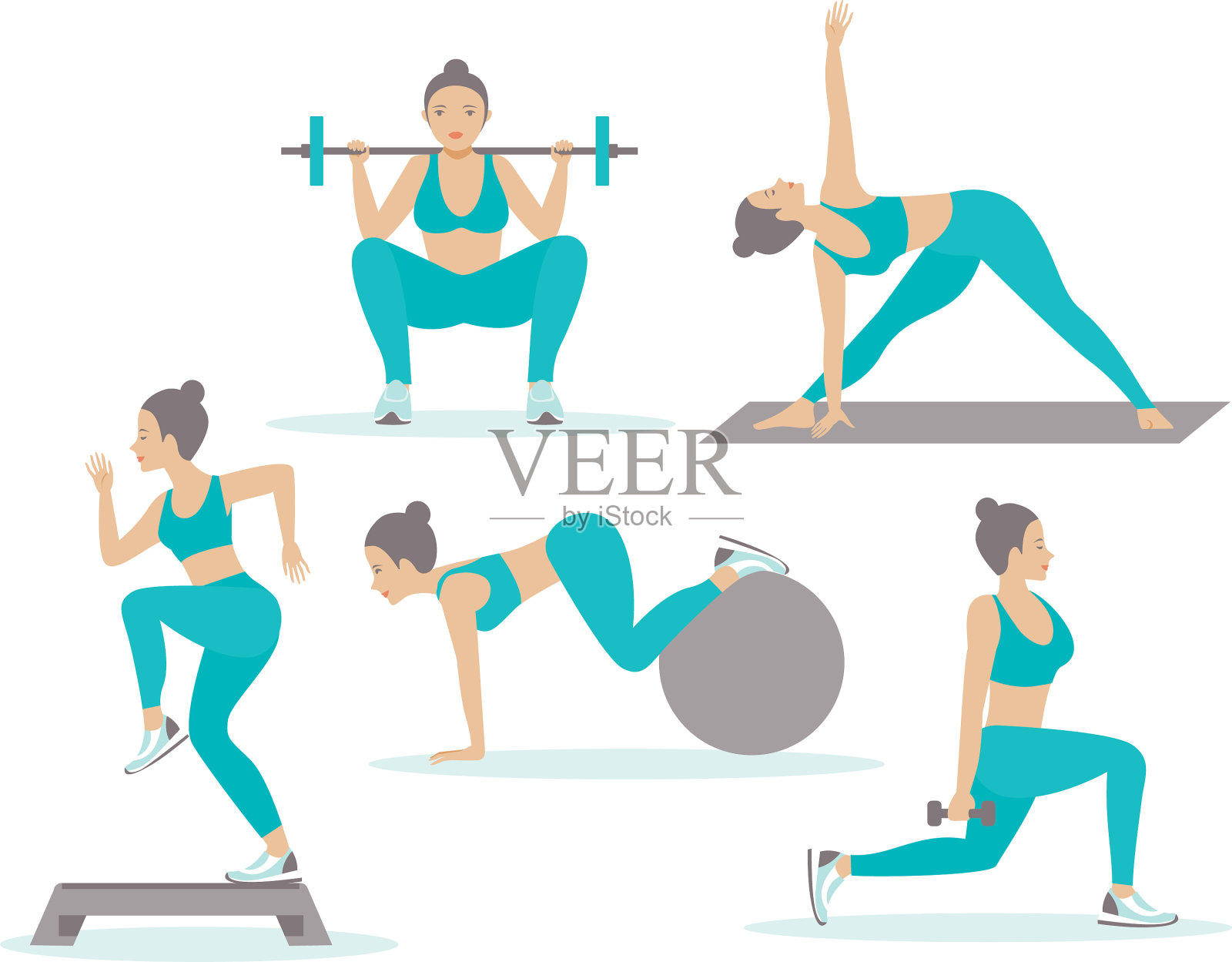 女性运动组插画图片素材