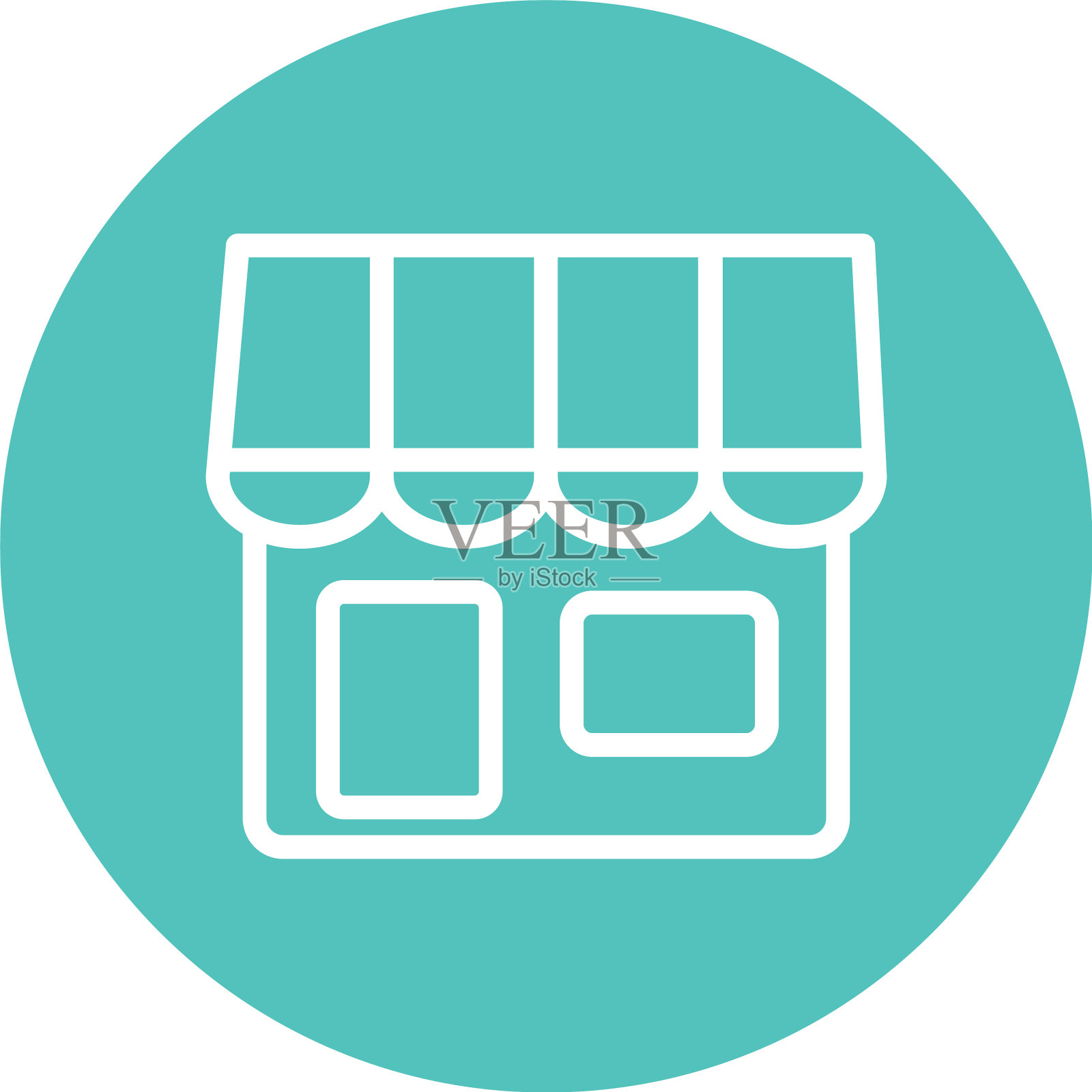 孤立的商店或商店线和街区风格的图标插画图片素材