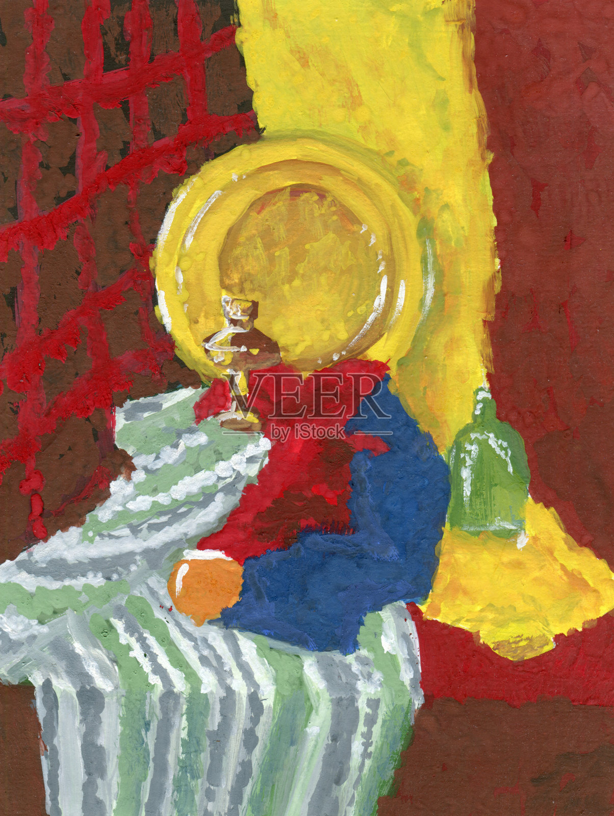 水粉画静物与花瓶插画图片素材