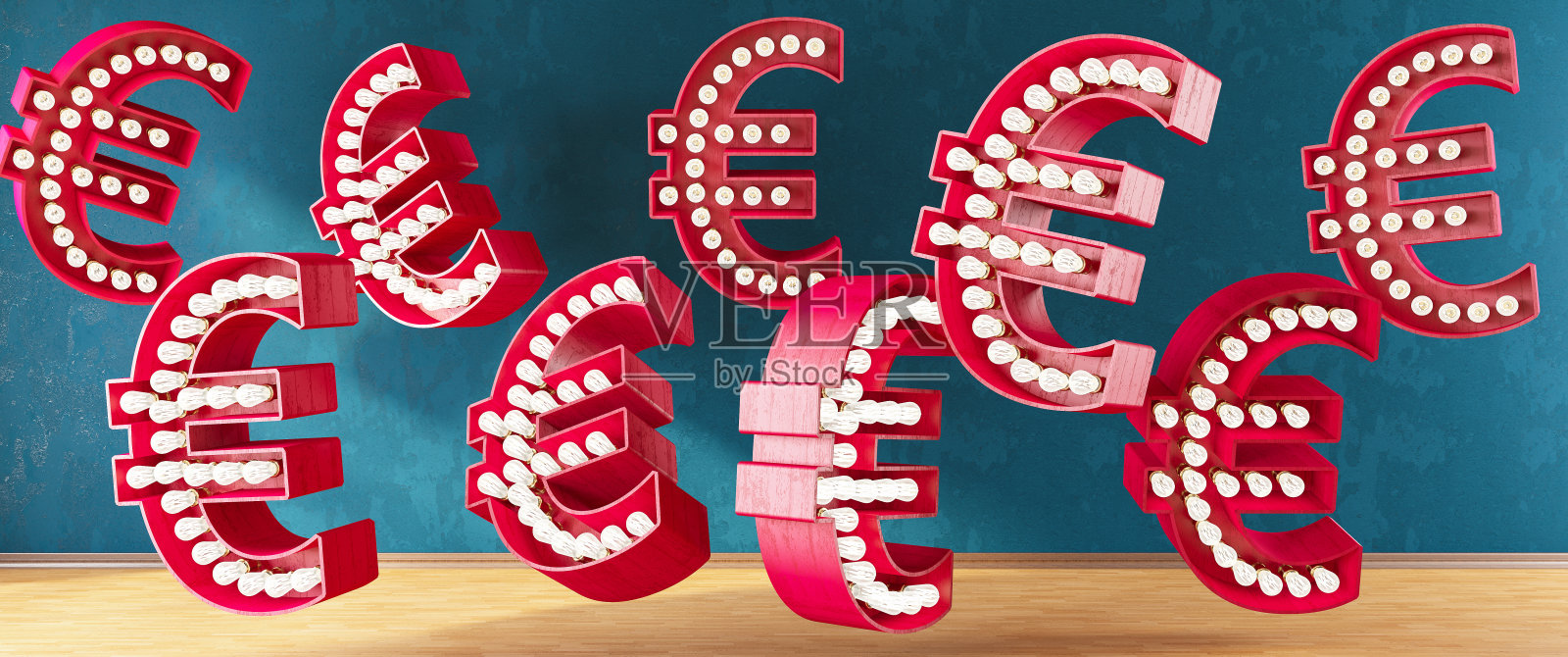 粉红色的欧元迹象照片摄影图片