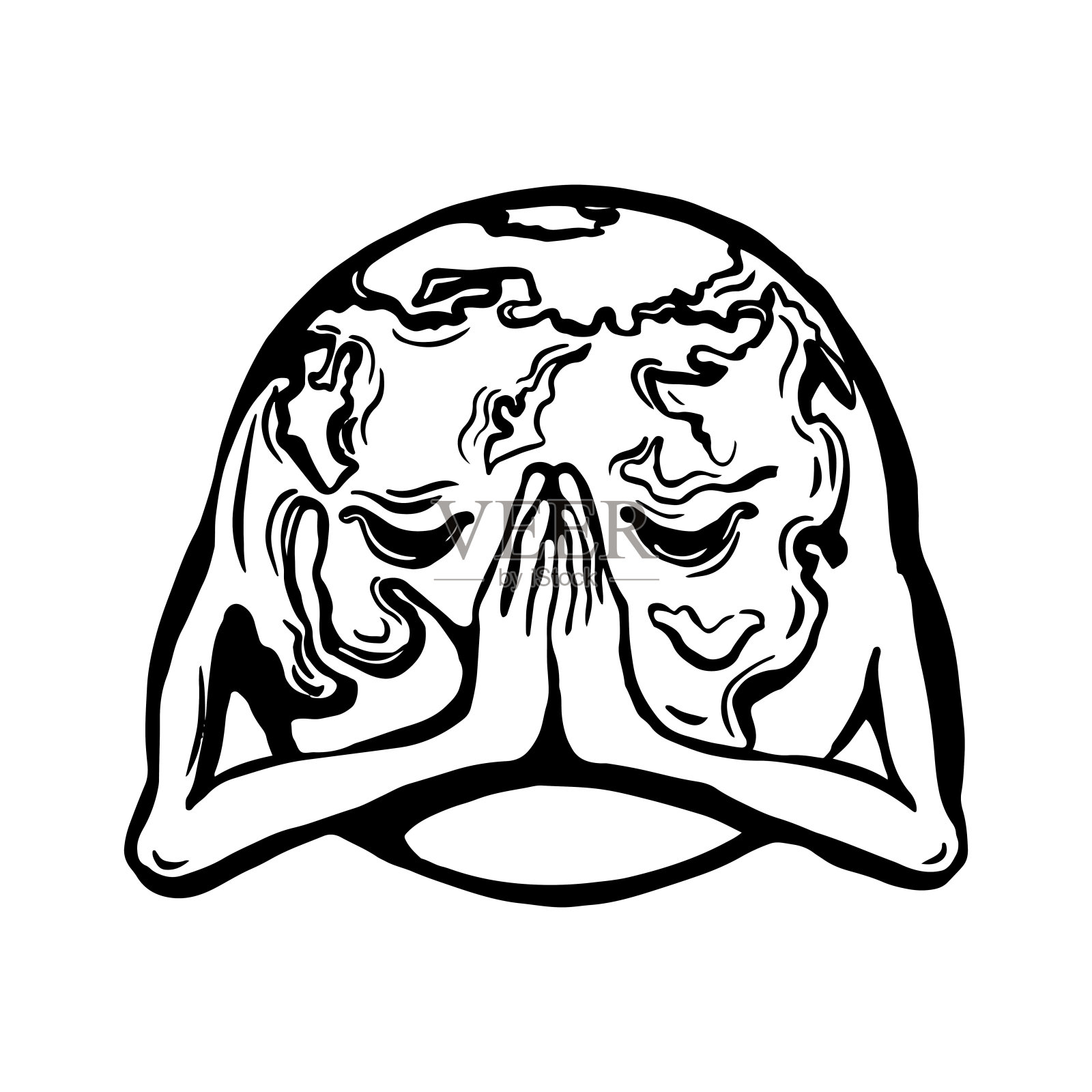 卡通地球仪地球脸与感谢情感矢量插图插画图片素材