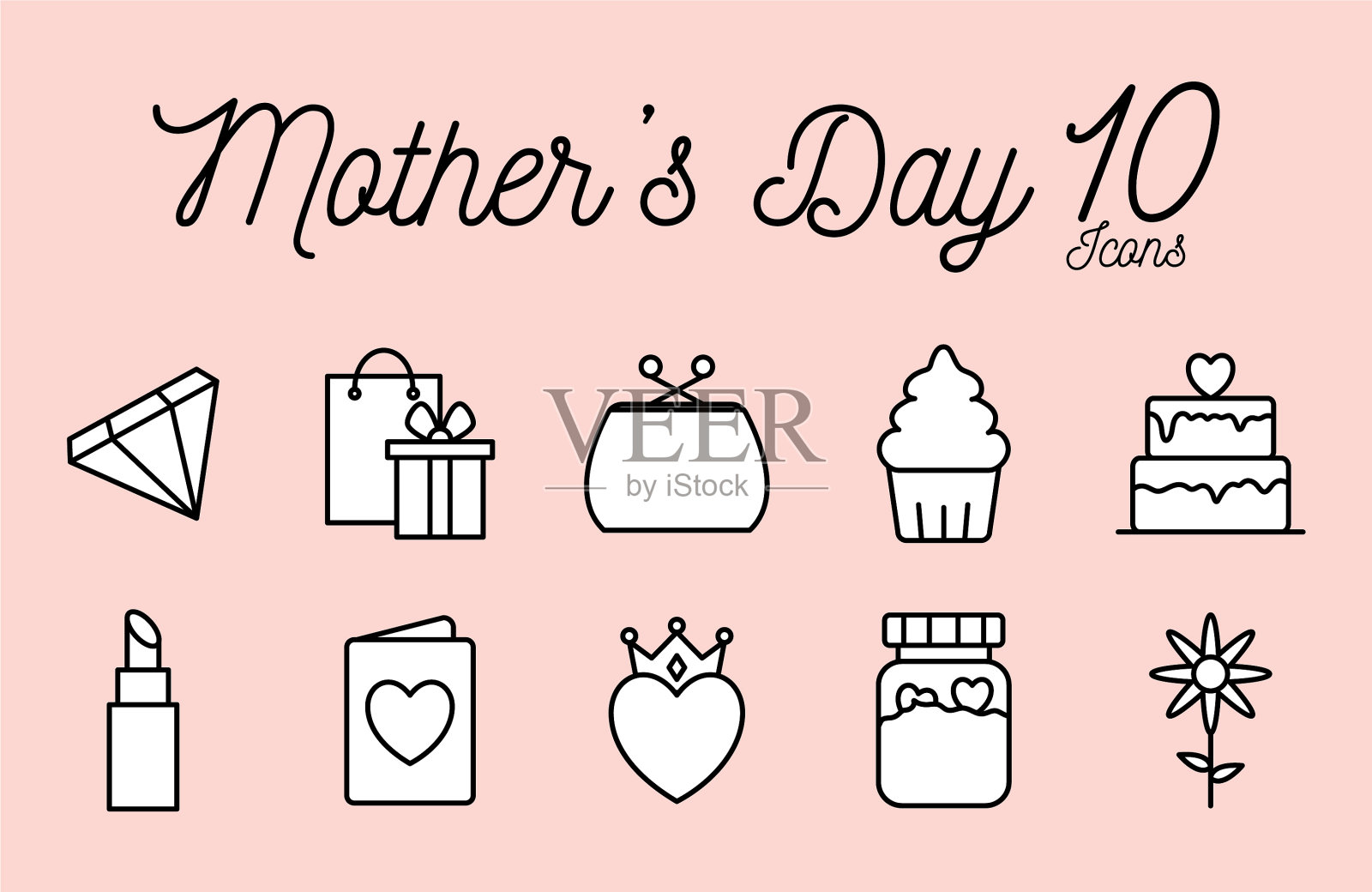 10个快乐母亲节系列风格图标集图标素材
