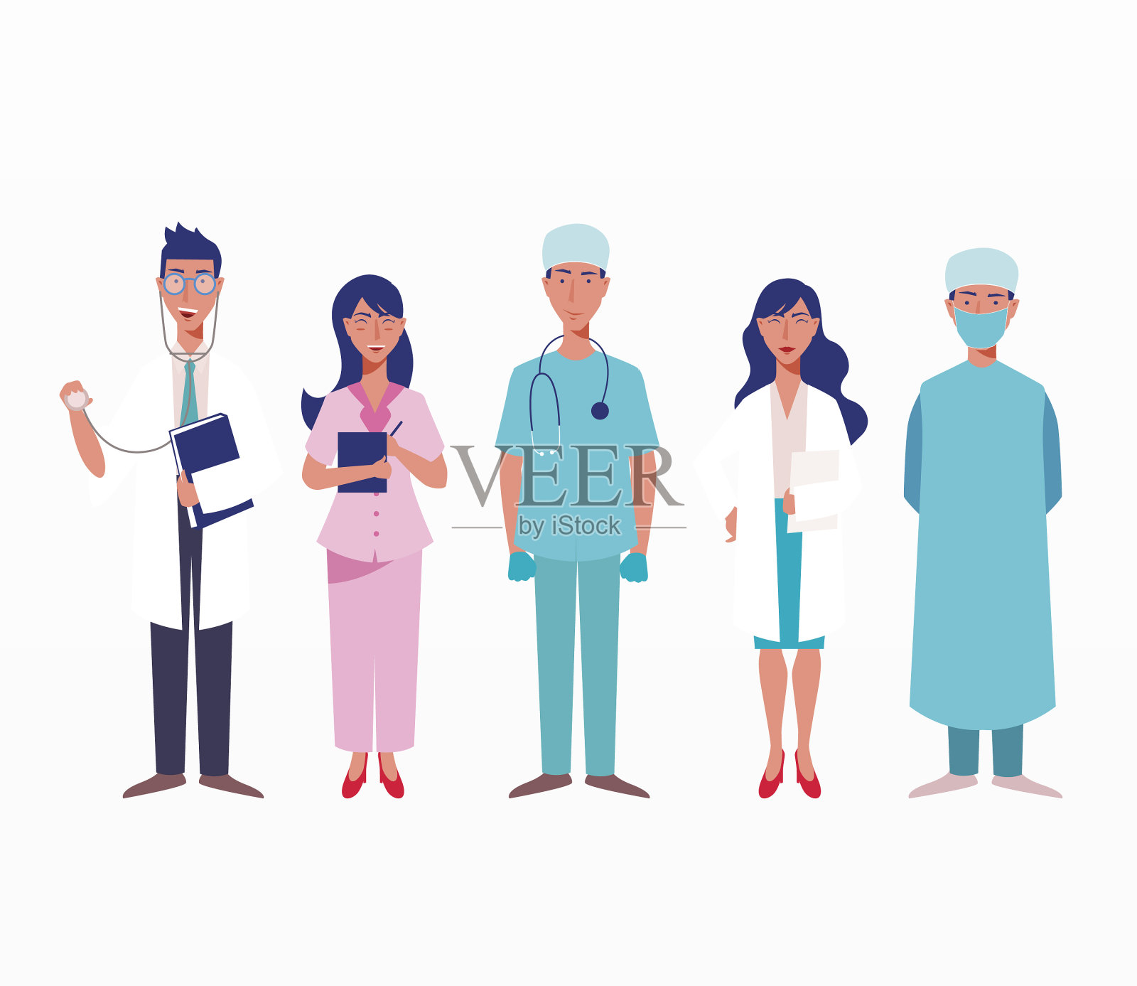 各种医院职工组插画图片素材