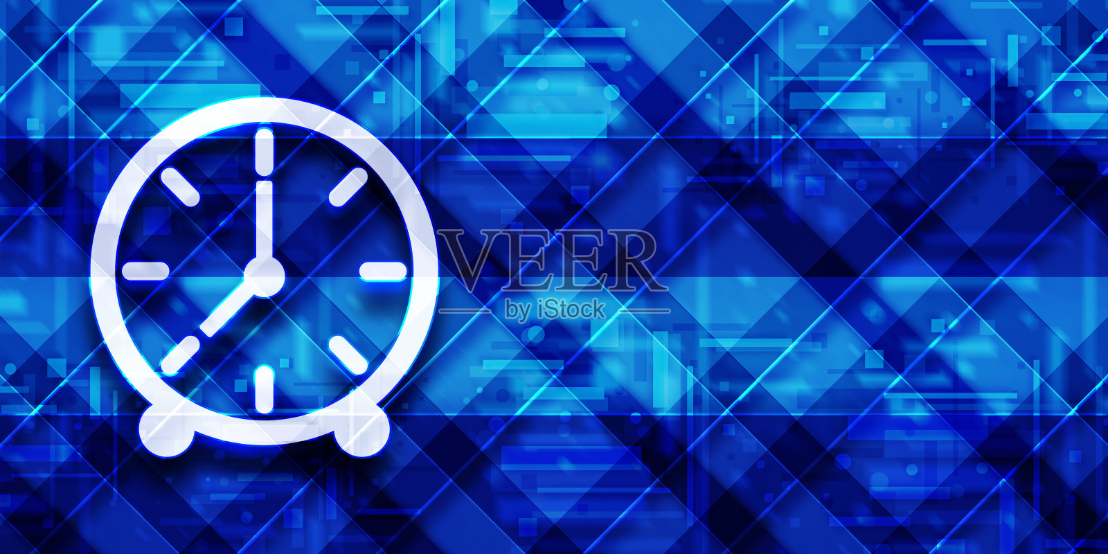 时钟图标现代玻璃蓝色旗帜背景图案插图插画图片素材