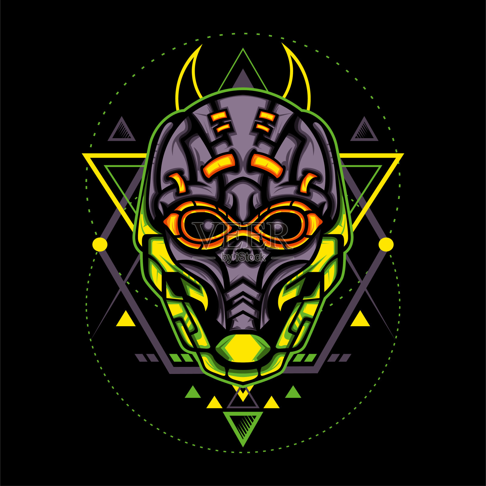 绿色科幻濒死体验插画图片素材