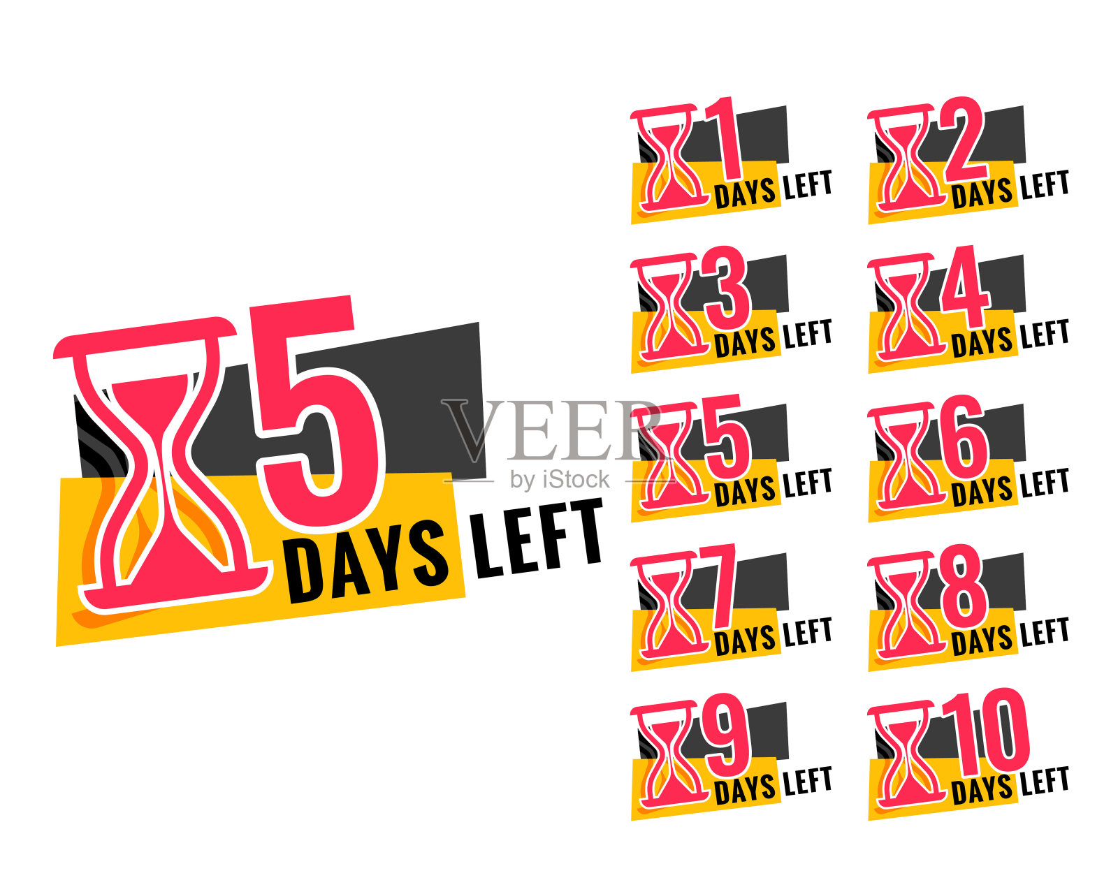 剩余天数模板与沙漏设计元素图片