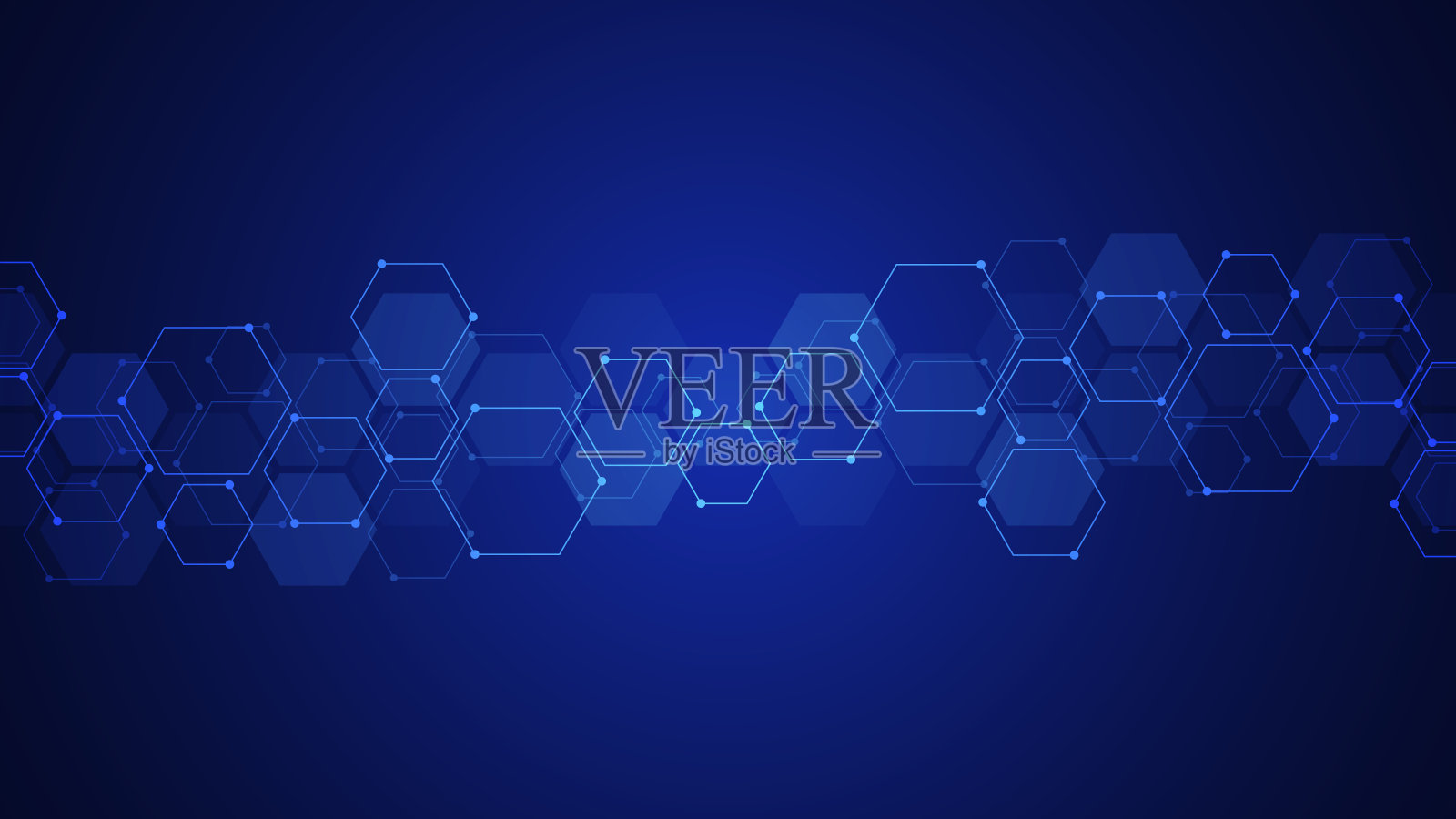 抽象背景与几何形状和六边形图案。矢量插图为医学，技术或科学设计。插画图片素材