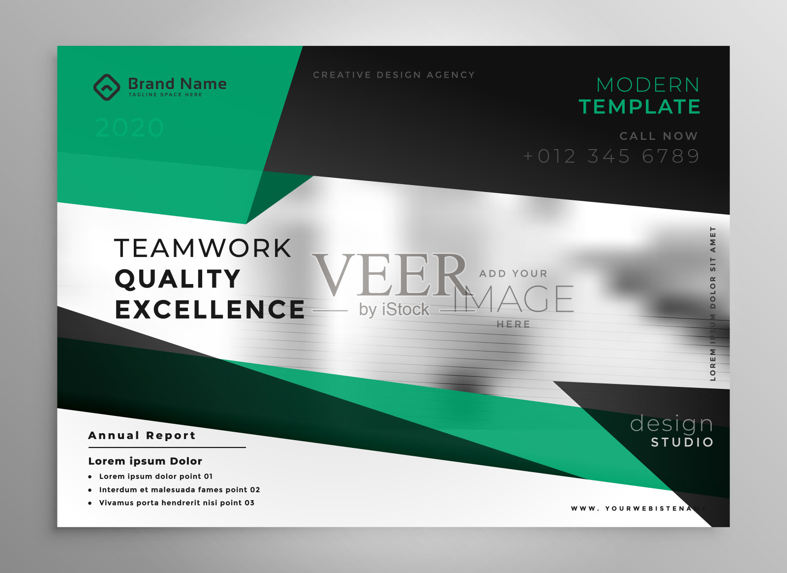 优雅的商业宣传册模板在几何风格设计模板素材