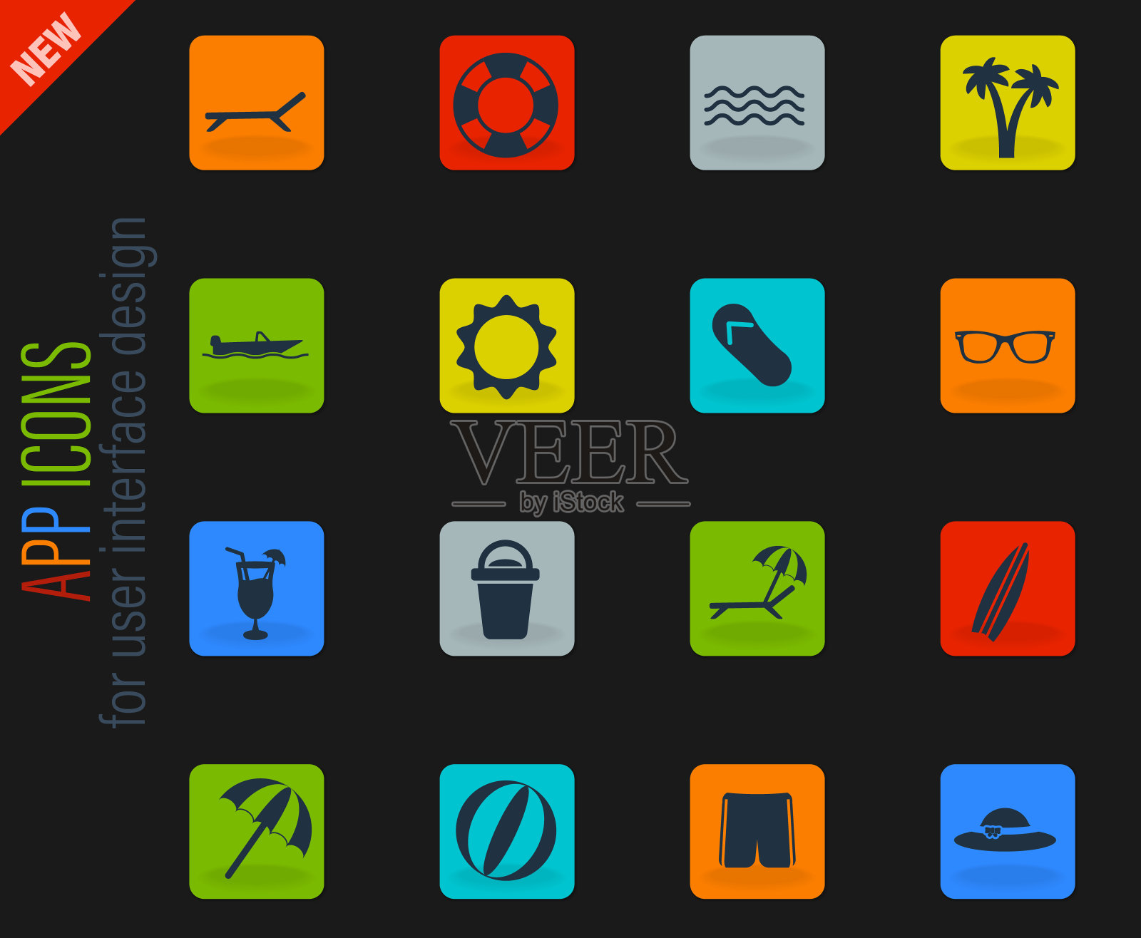 海滩上简单的图标图标素材