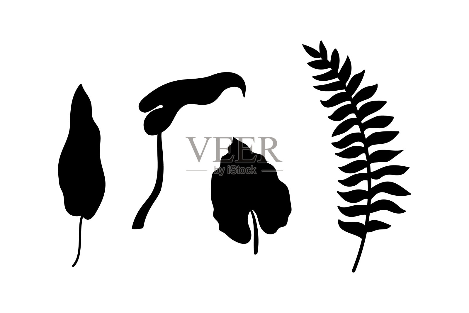 涂鸦叶设置图标孤立在白色。模板的叶子。矢量插图。每股收益10插画图片素材