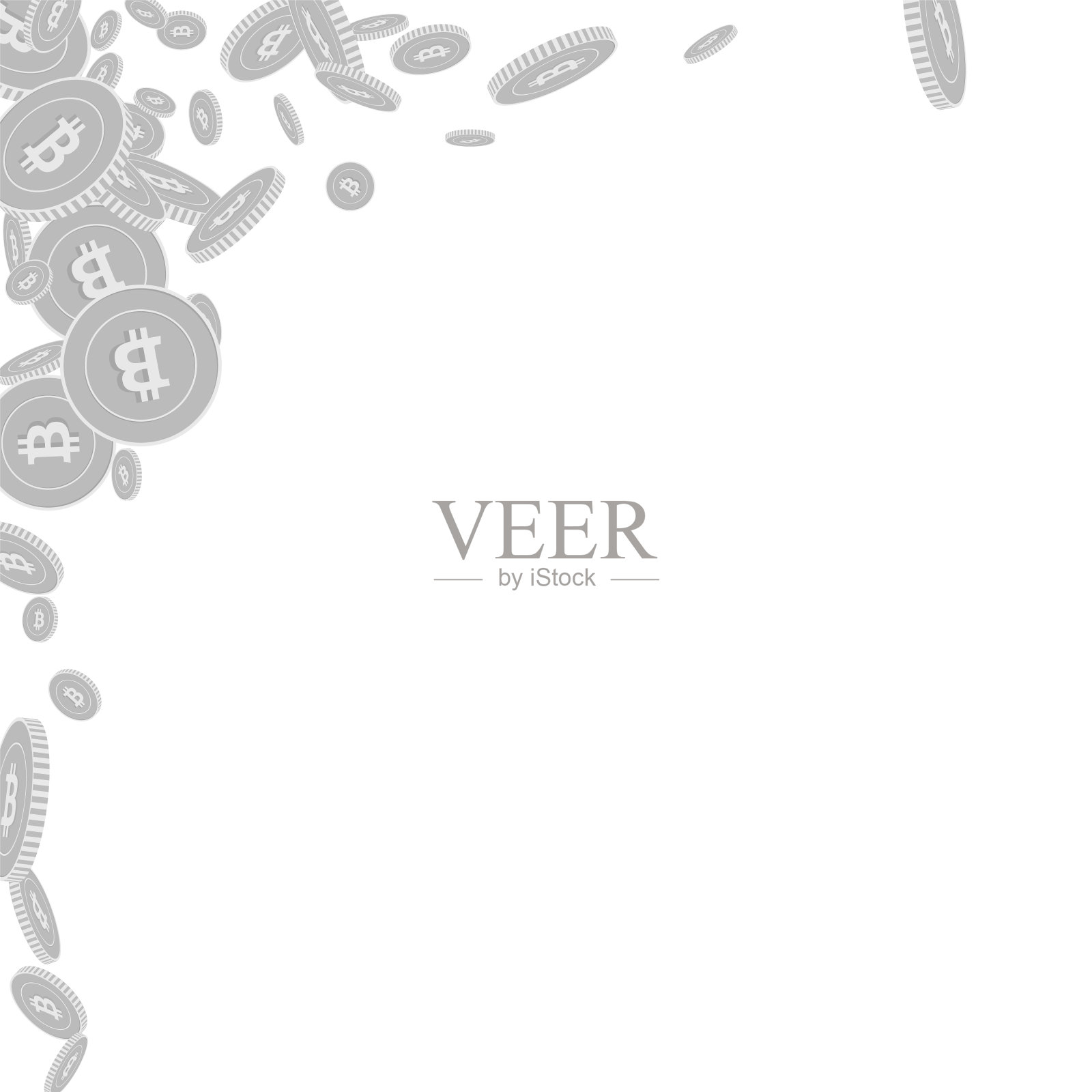 比特币，互联网货币硬币下跌。Scattere插画图片素材