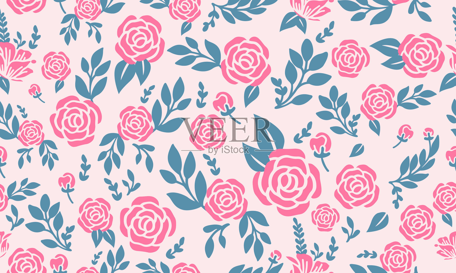 无缝情人花图案背景插画图片素材