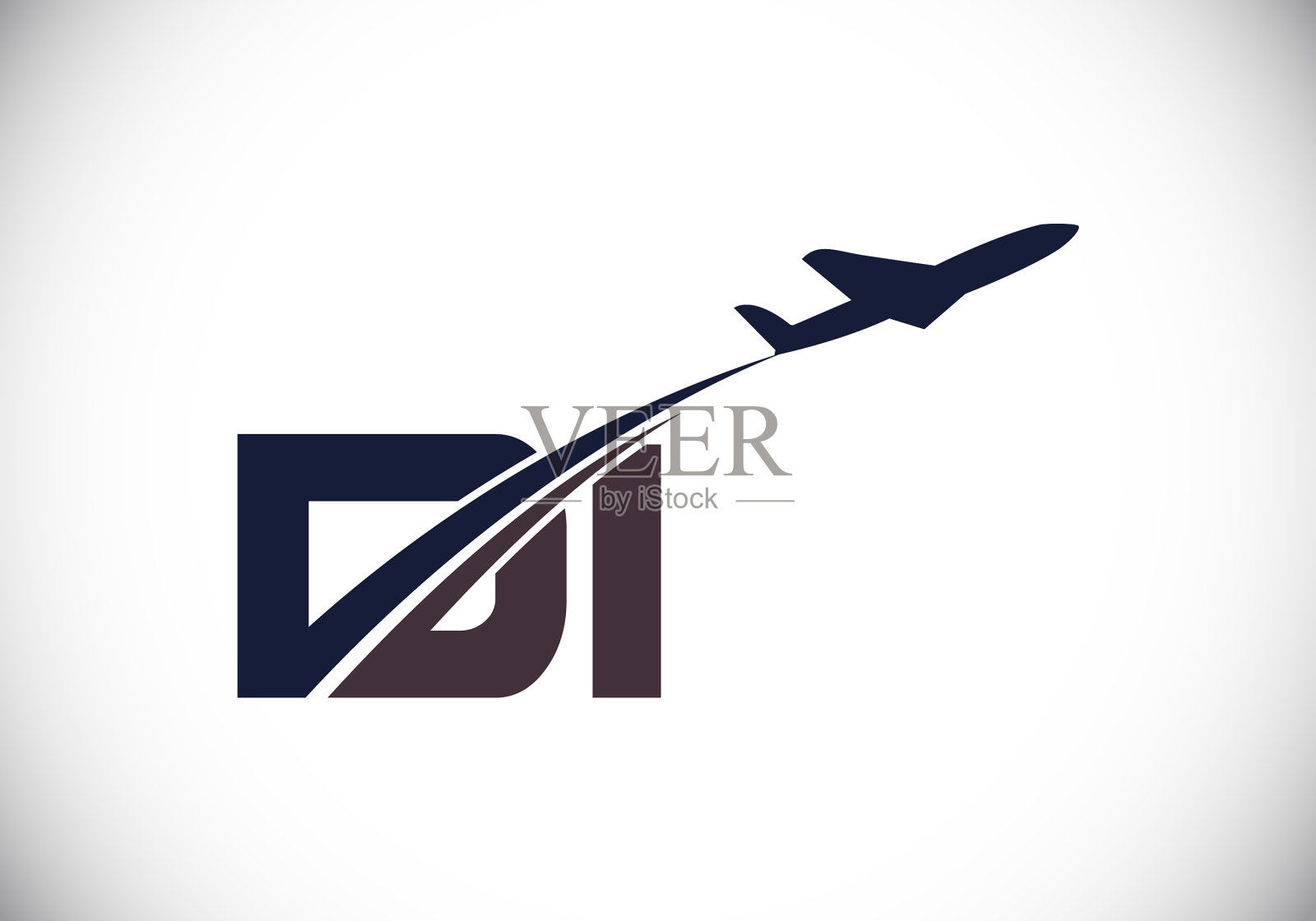 首字母d和I与航空标志设计插画图片素材